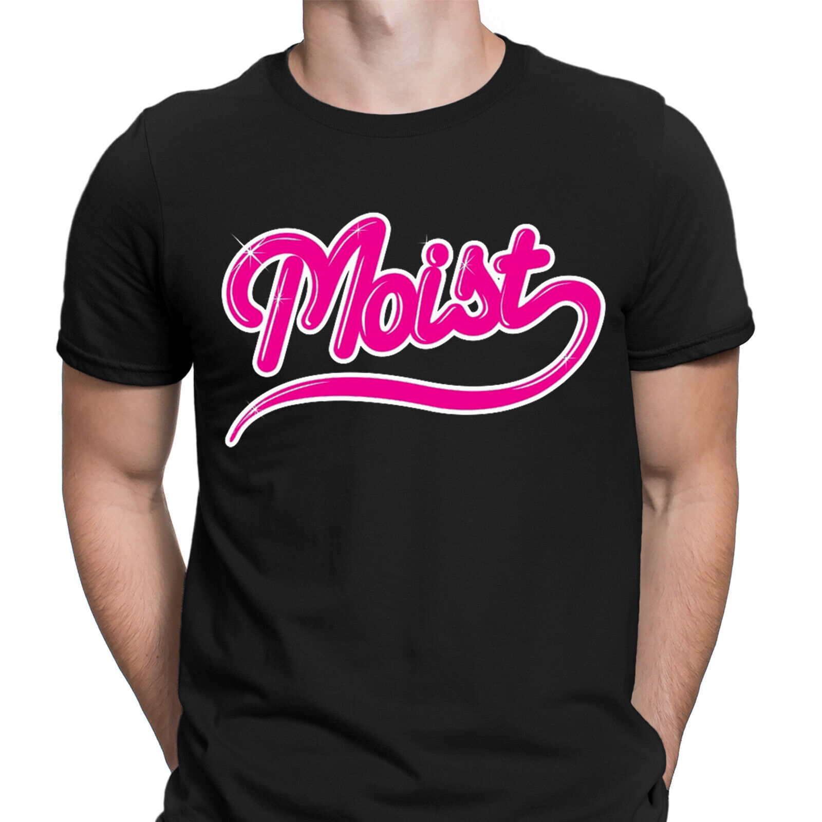 Moist Pink Moisty Funny Joke Font Typography Mens T-Shirts Tee Top