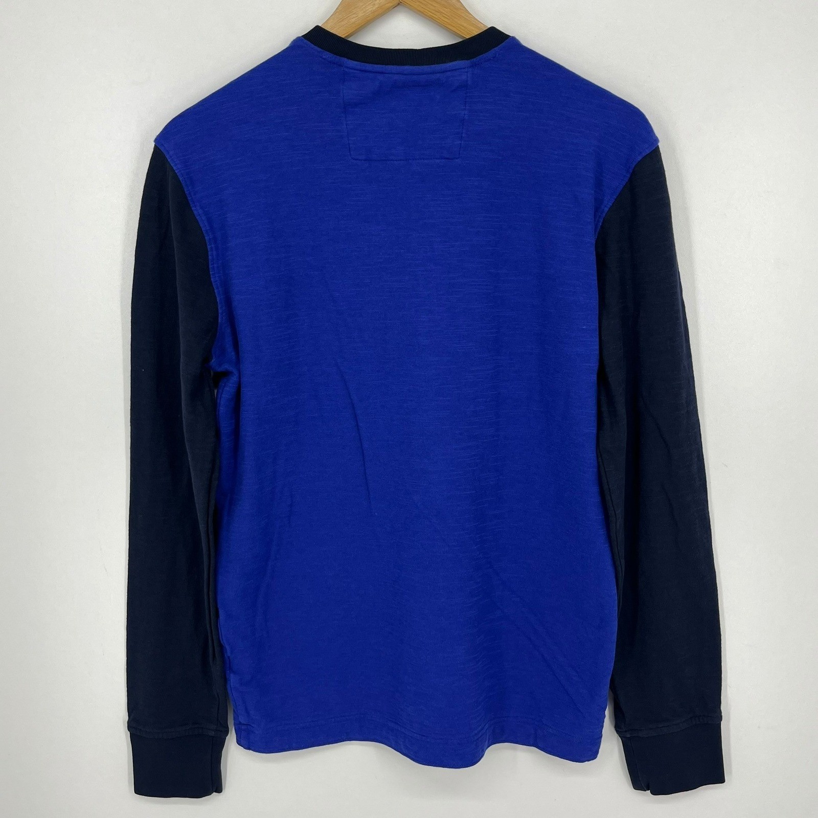 Banana Republic Mens Henley Shirt Colorblock Blue Navy Long Sleeve Cotton Size M