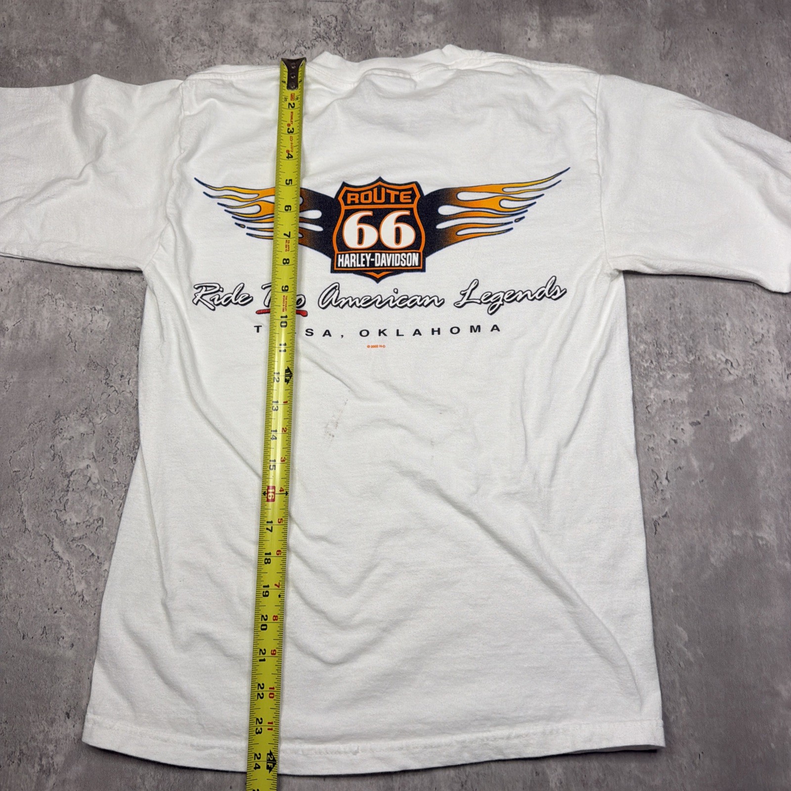 Vintage Harley Davidson Route 66 Flame Long Sleeve Shirt White Small USA 2002 00