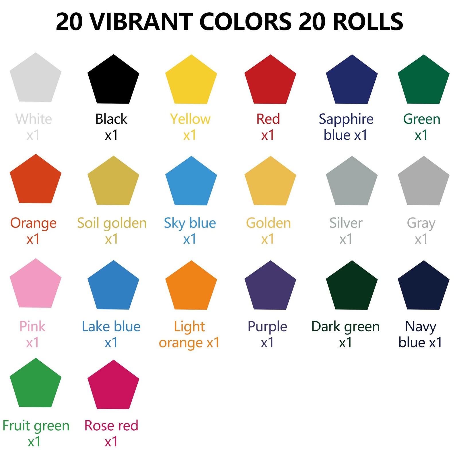 FUNKAKA HTV Vinyl Bundle 20 Rolls 12″x5ft Assorted Colors Glossy Iron-On