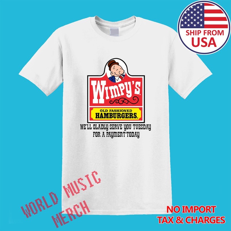 Wimpy’s Hamburgers Old Fashioned Burgers Men’s White Size S-5XL