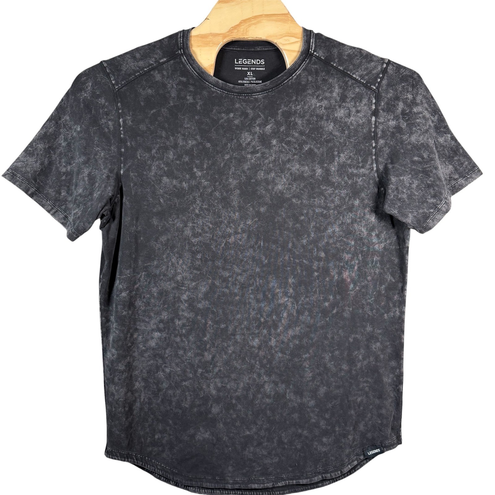 Legends Aviation T-Shirt Mens XL Black Acid Wash Curved Hem Athletic Tee Lifting