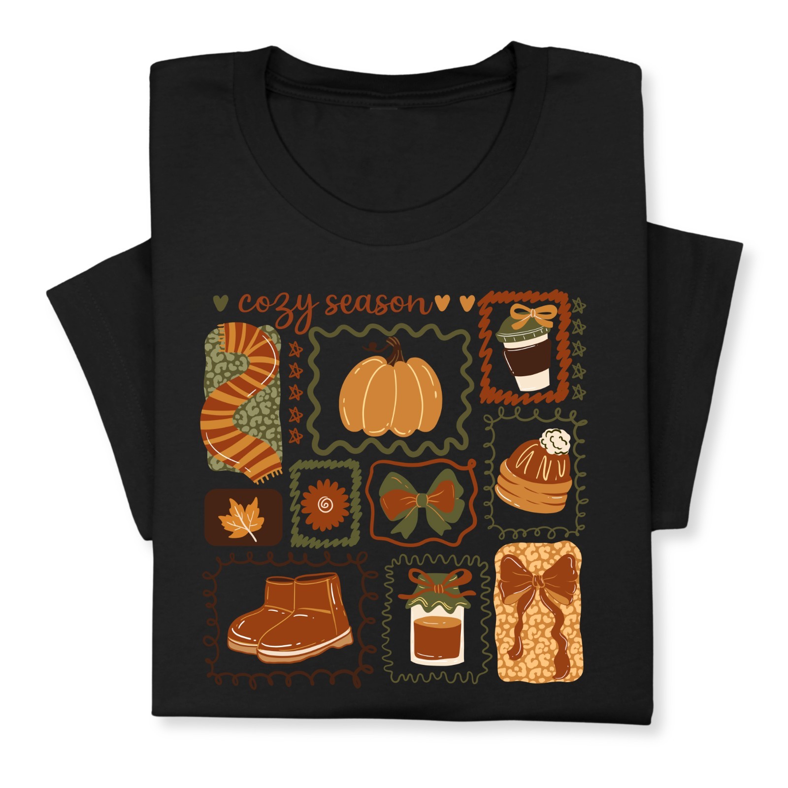 Cozy Season Fall T-Shirt, Autumn Coffee Pumpkin Graphic Tee Gift