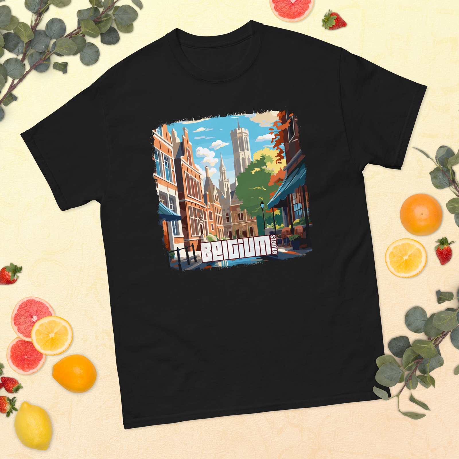 Bruges Belgium Cityscape Mens T-shirt | Classic Tee