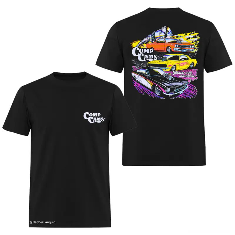 Comp Cams Muscle Car Graphic T Shirt, Classic V8 Performance Tee, Retro Racing S