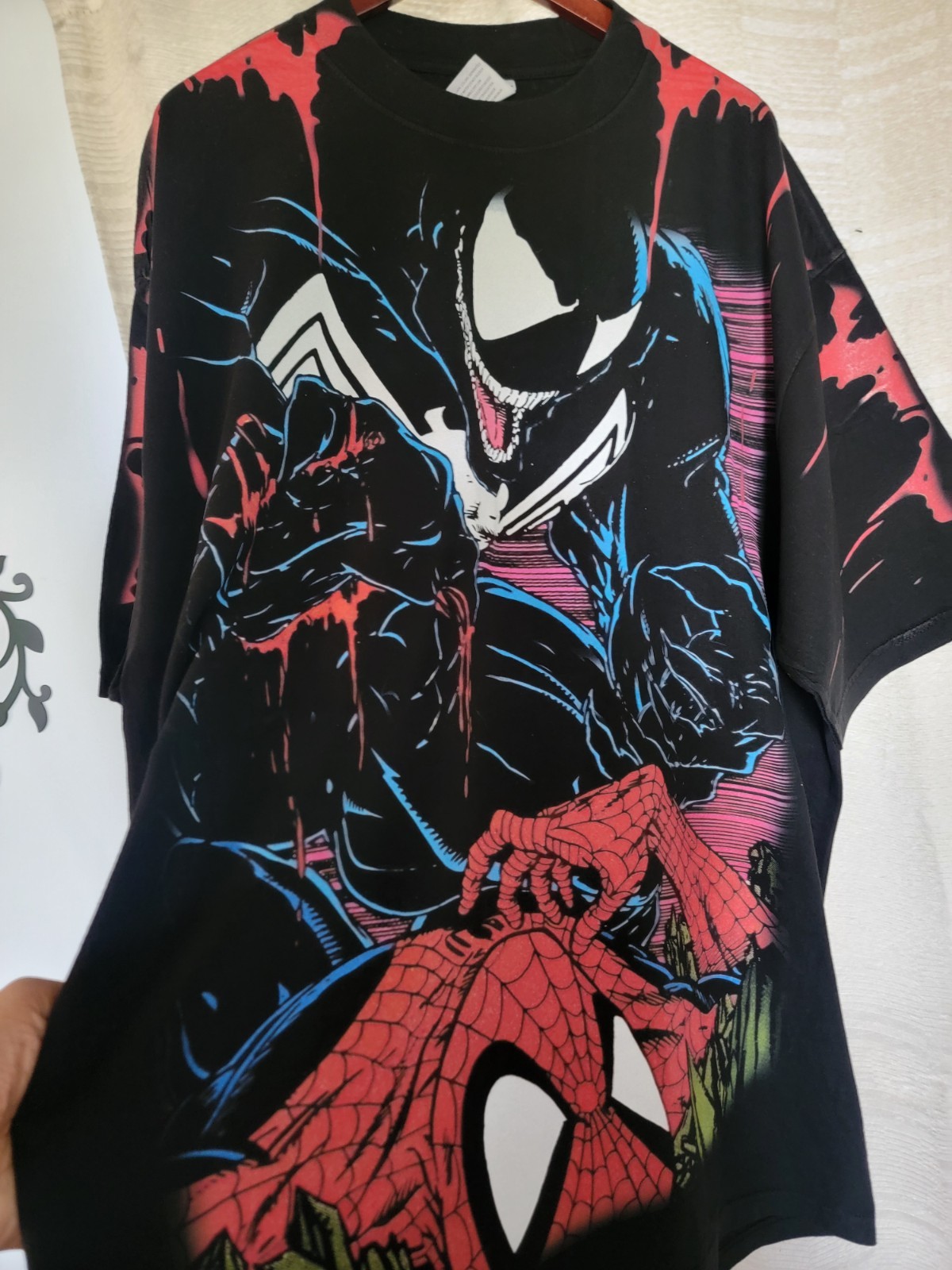 VENOM SPIDERMAN ON A SHAKA HEAVYWEIGHT GARMET DYED T SHIRT Jumbo Print “MODERN”