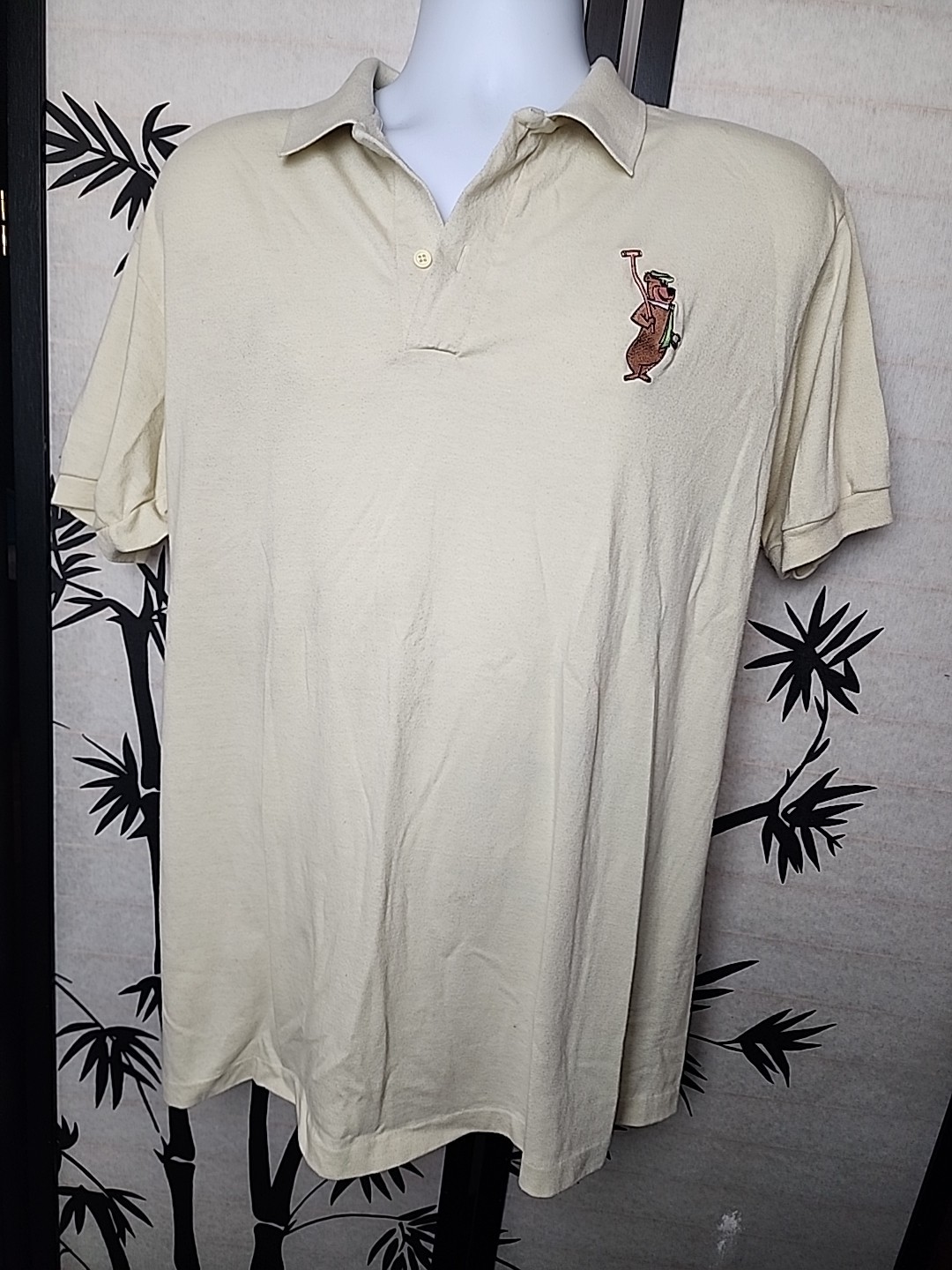 VTG 80s Yogi Bear Polo Shirt Mens XL Yellow Single Stitch Embroidered by Anvil