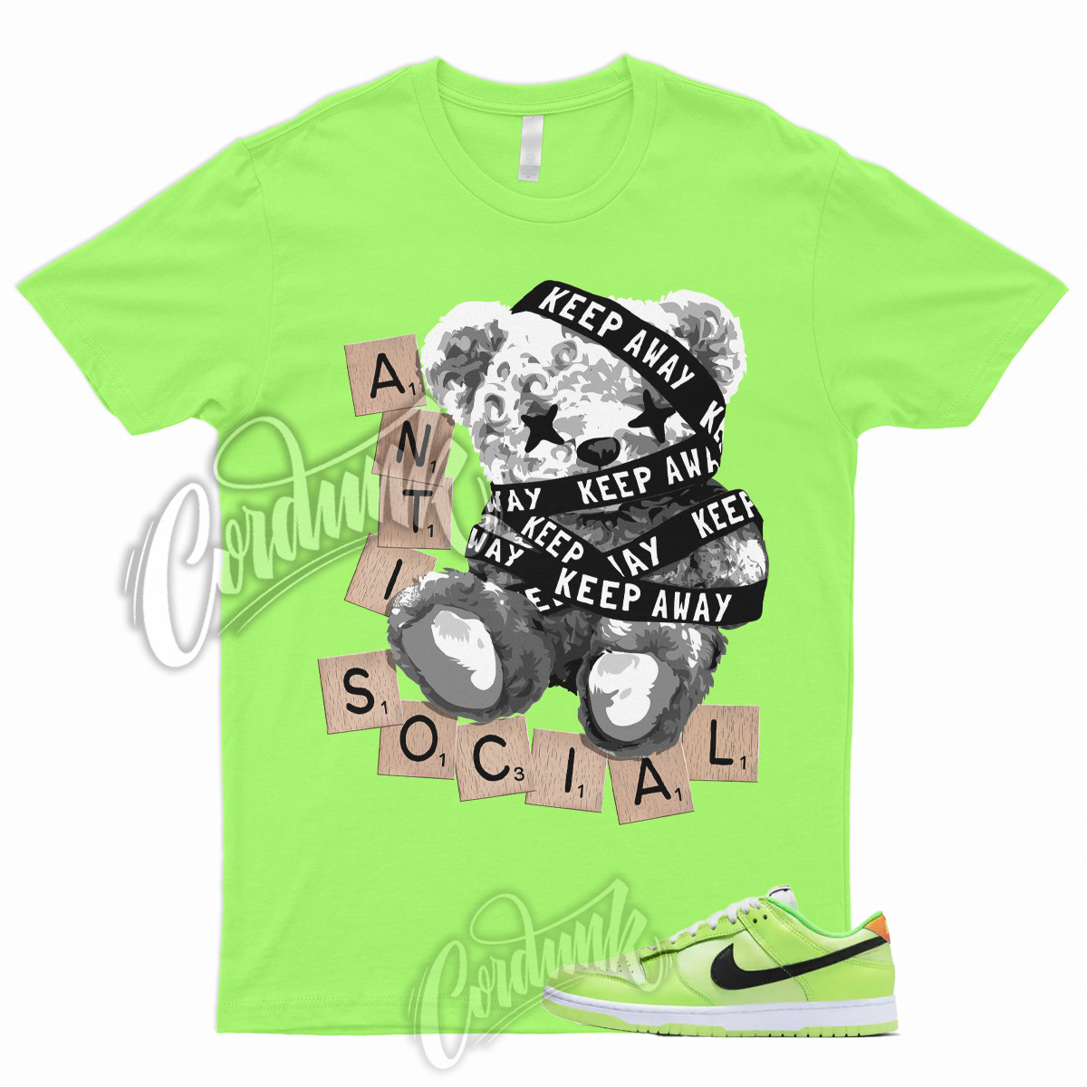ANTI T Shirt to Match Dunk Low Volt Glow In The Dark Total Orange Green Strike 1