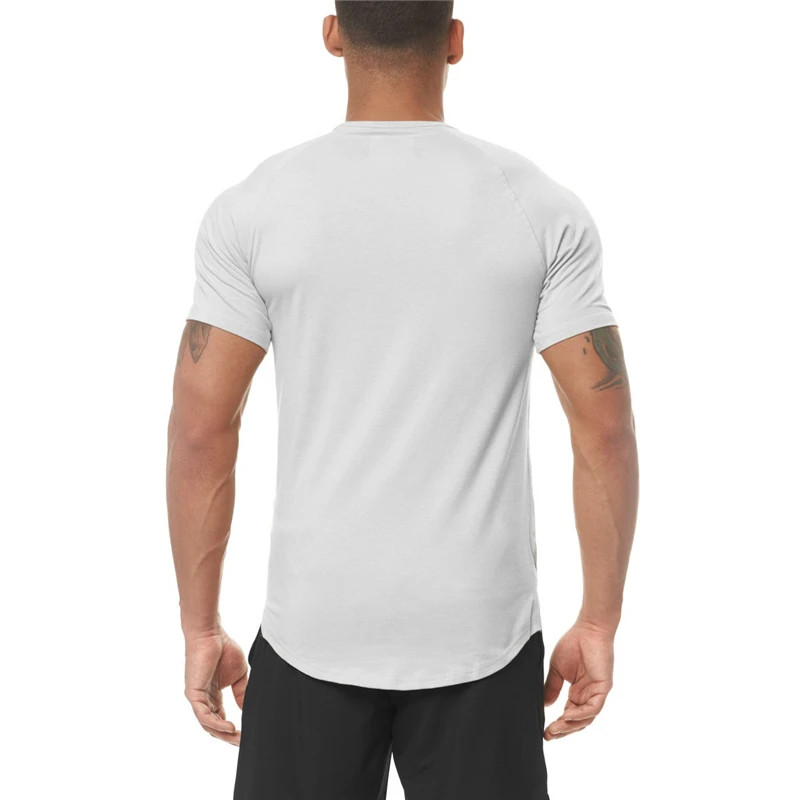 Solid Color Slim Fit Short Sleeve Tee Tops Gym Fitness Bodybuilding Workout Musc