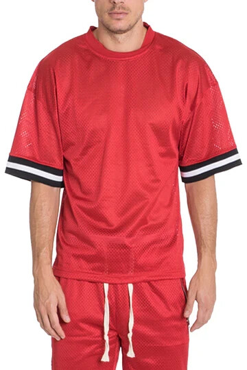 WEIV Men’s Casual Full Mesh Sleeve Tape Comfortable Jersey T-Shirts MSS0190