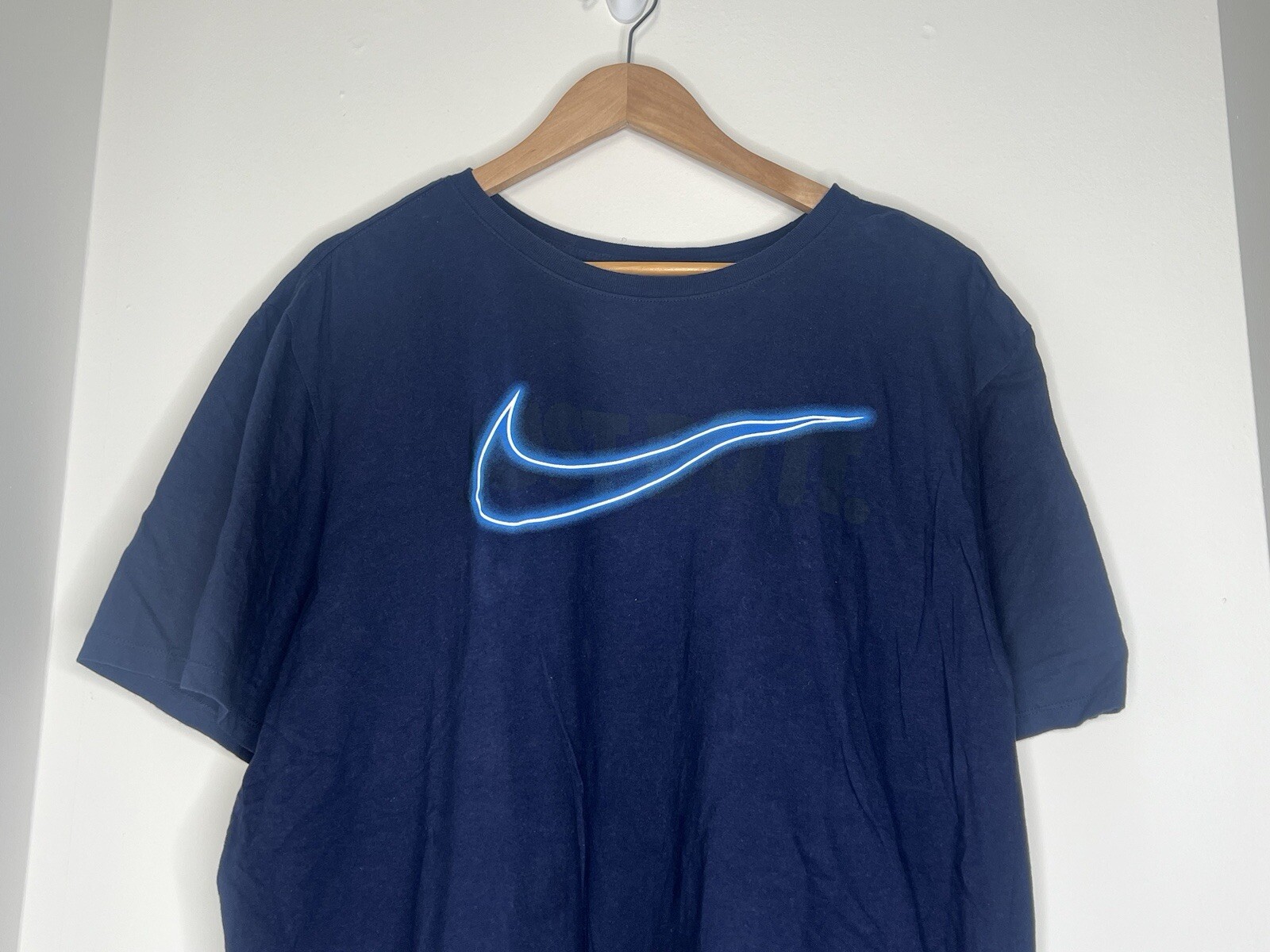 Nike JDI T-Shirt Mens Size 2XL Blue Solid Graphic Logo Tee 561416-41S