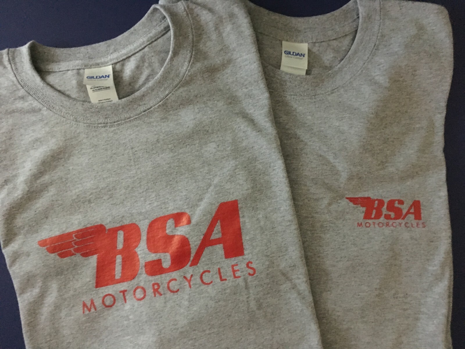 Two BSA Screen Printed Heavy 6oz.100% pre-shrunk T-Shirts Motorcycle MC