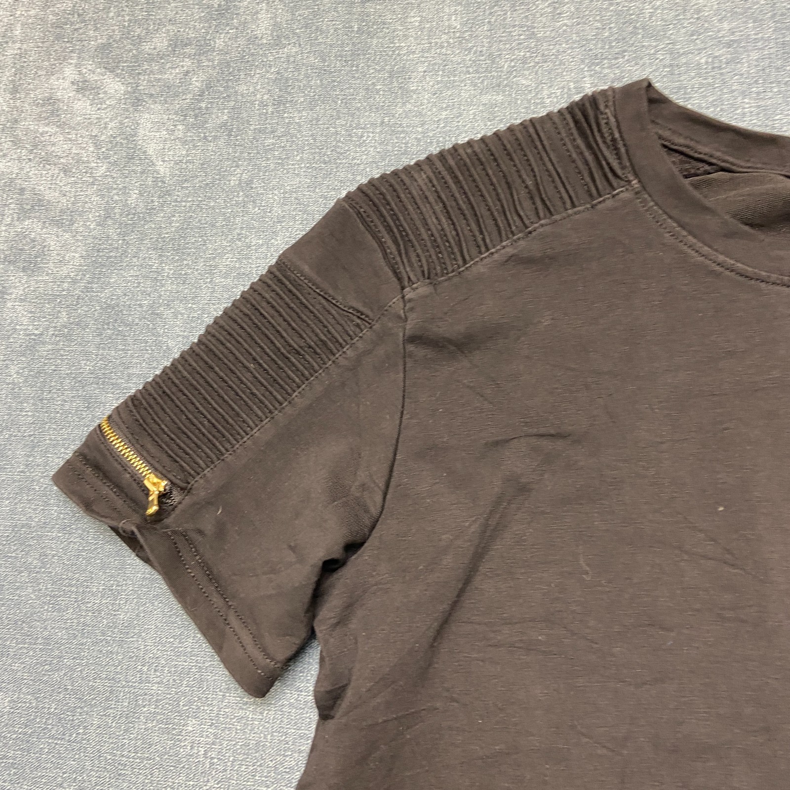 Project X Paris T-Shirt Mens Medium Black Short Sleeve Pleated Shoulder Detail