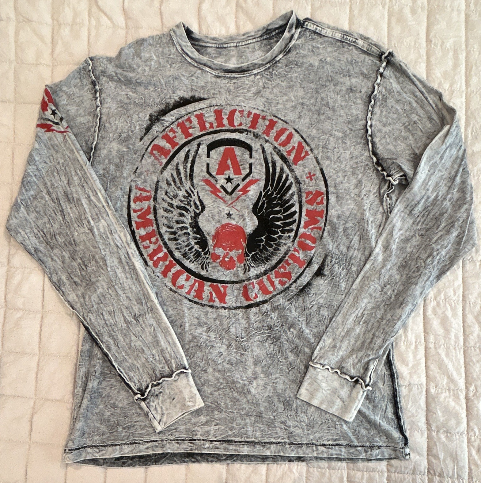 Reversible Affliction American Customs Gray Long Sleeve Tee Men’s XL