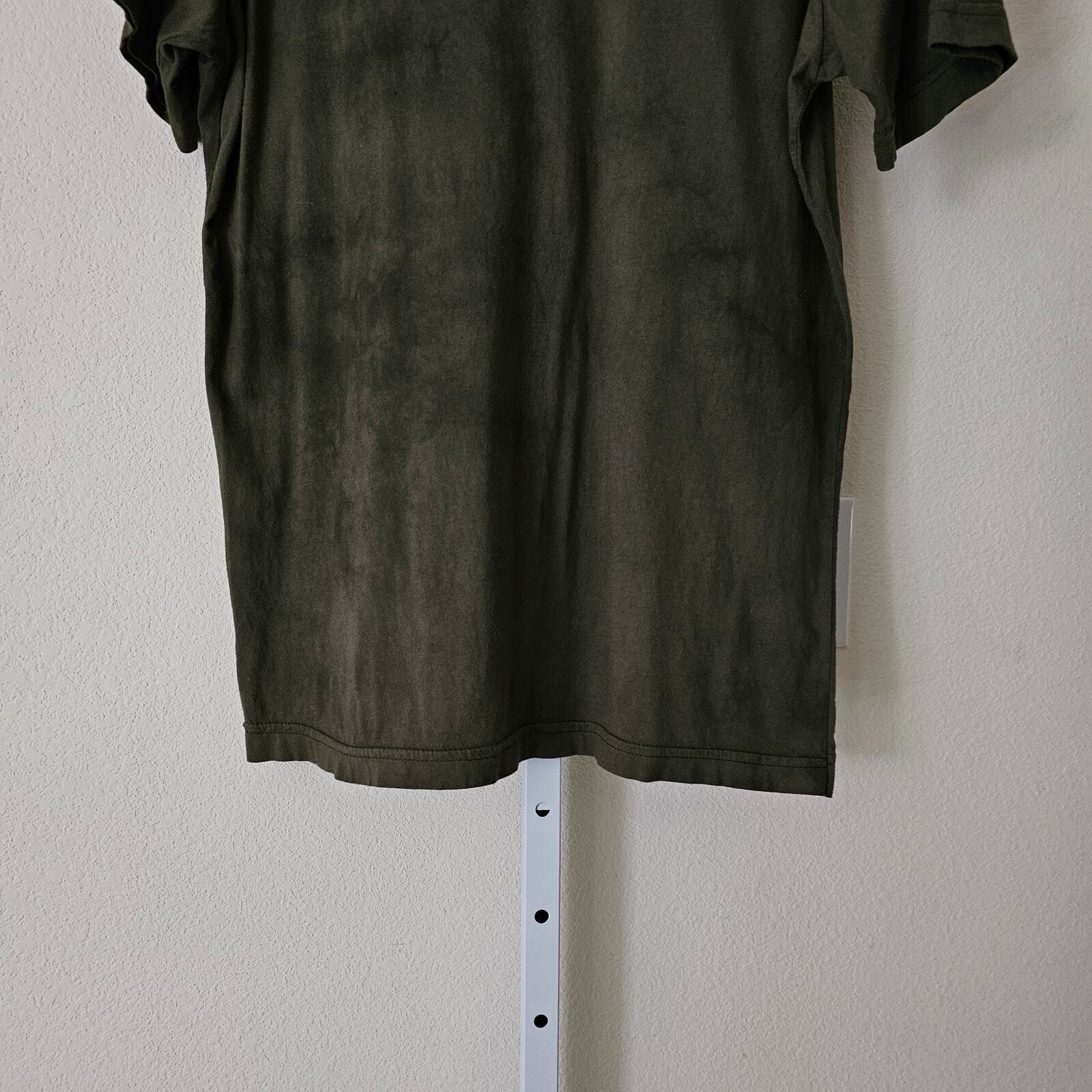 AFFLICTION Y2K Green Tie-Dye Gold Black Foil Velvet Graphic Eagle Shirt Sz L