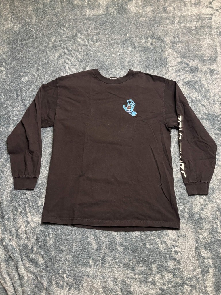 Santa Cruz Screaming Hand Logo Long Sleeve T-Shirt Size L Mens Black Skate