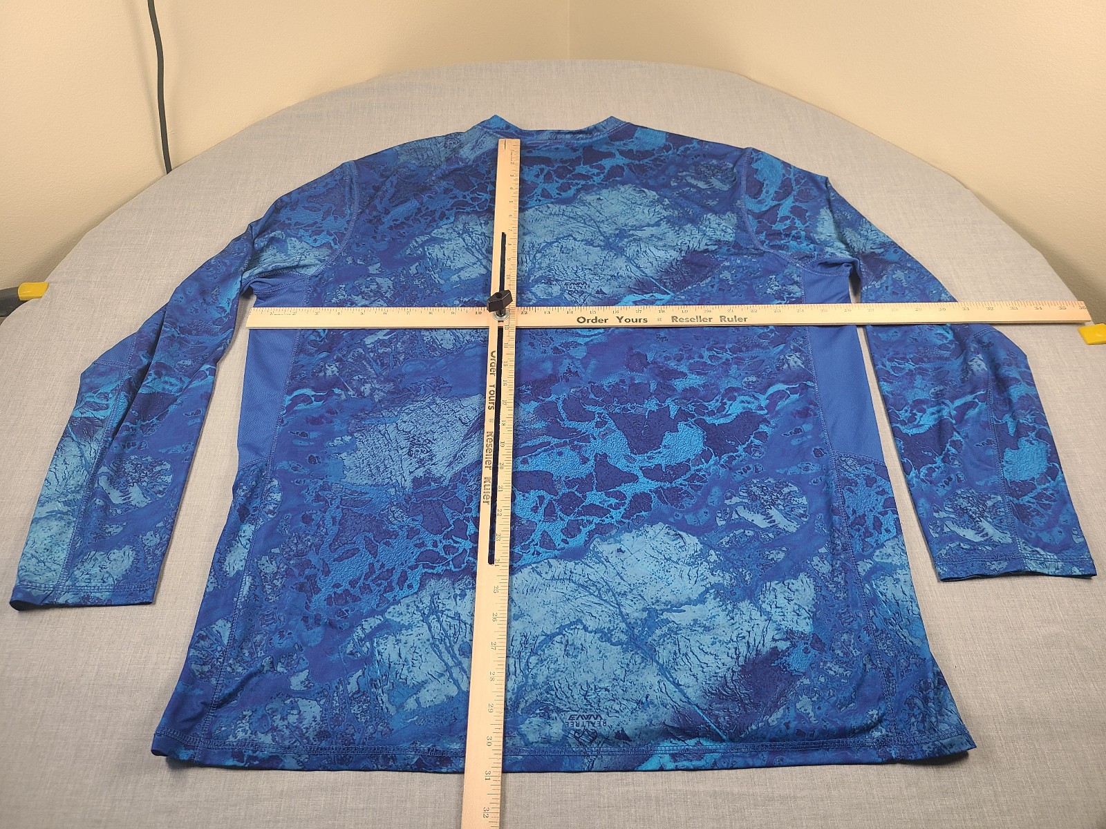 Realtree Fishing Shirt Mens 2XL Blue Aquatic Water All Over Print Sun Protection
