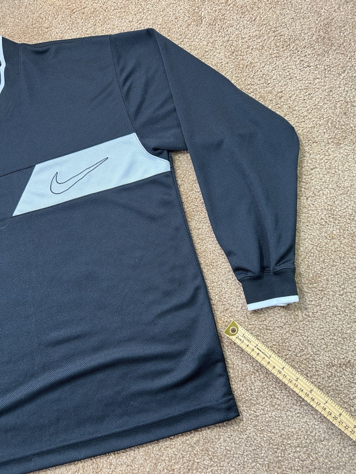 Vintage Nike Long Sleeve Shirt 90s–00s Black White Swoosh Pullover Mens Large