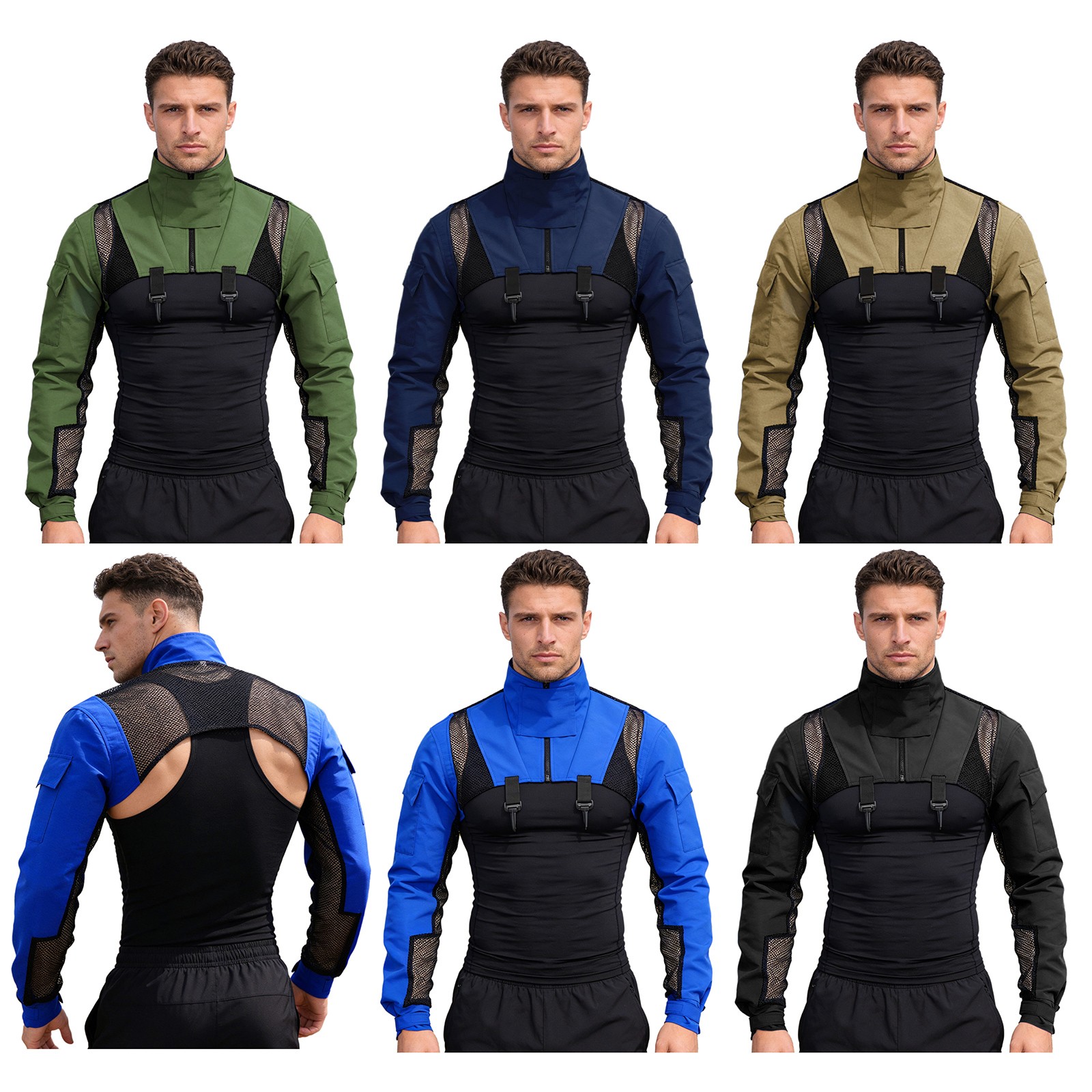 US Mens Long Sleeve Mock Neck Jackets Arm Cover Sleeves Shrugs Shoulder Armor