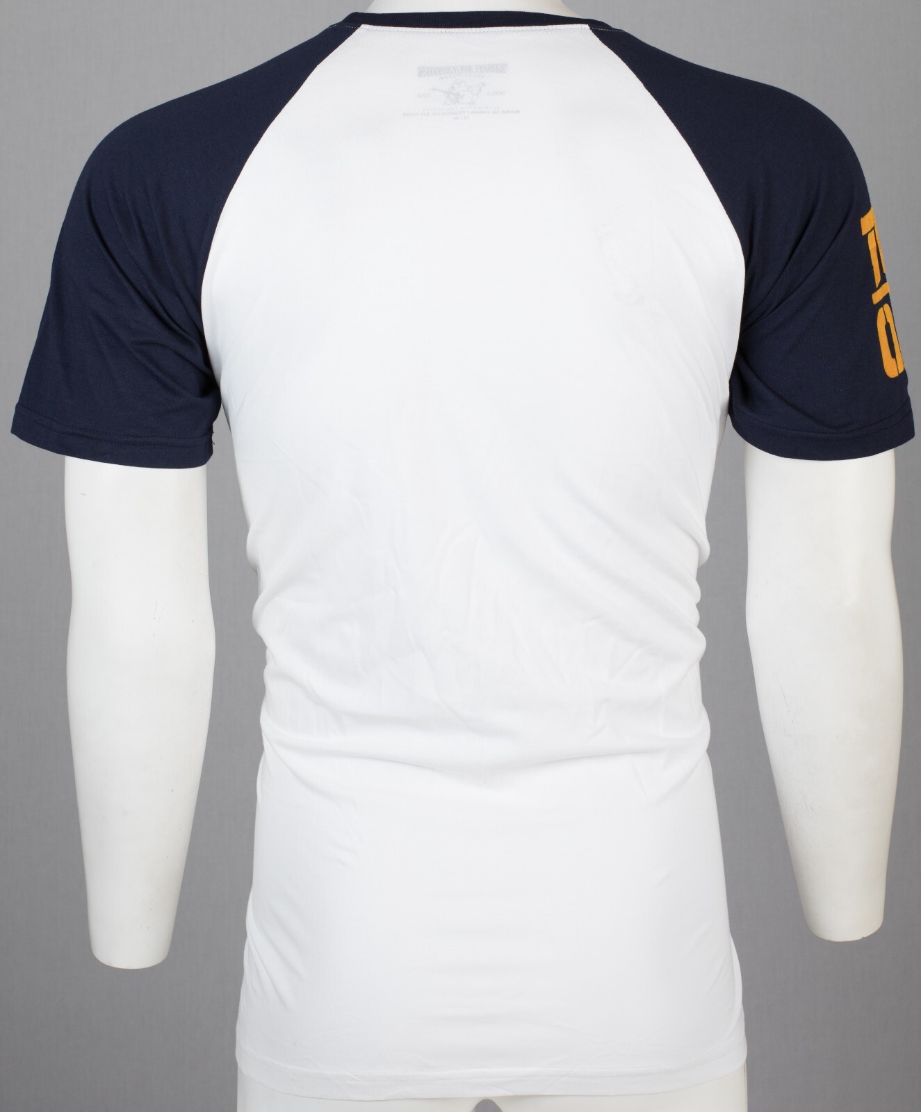 $79 TRUE RELIGION White Navy PART BUDDHA Short Sleeve Designer Raglan T-shirt