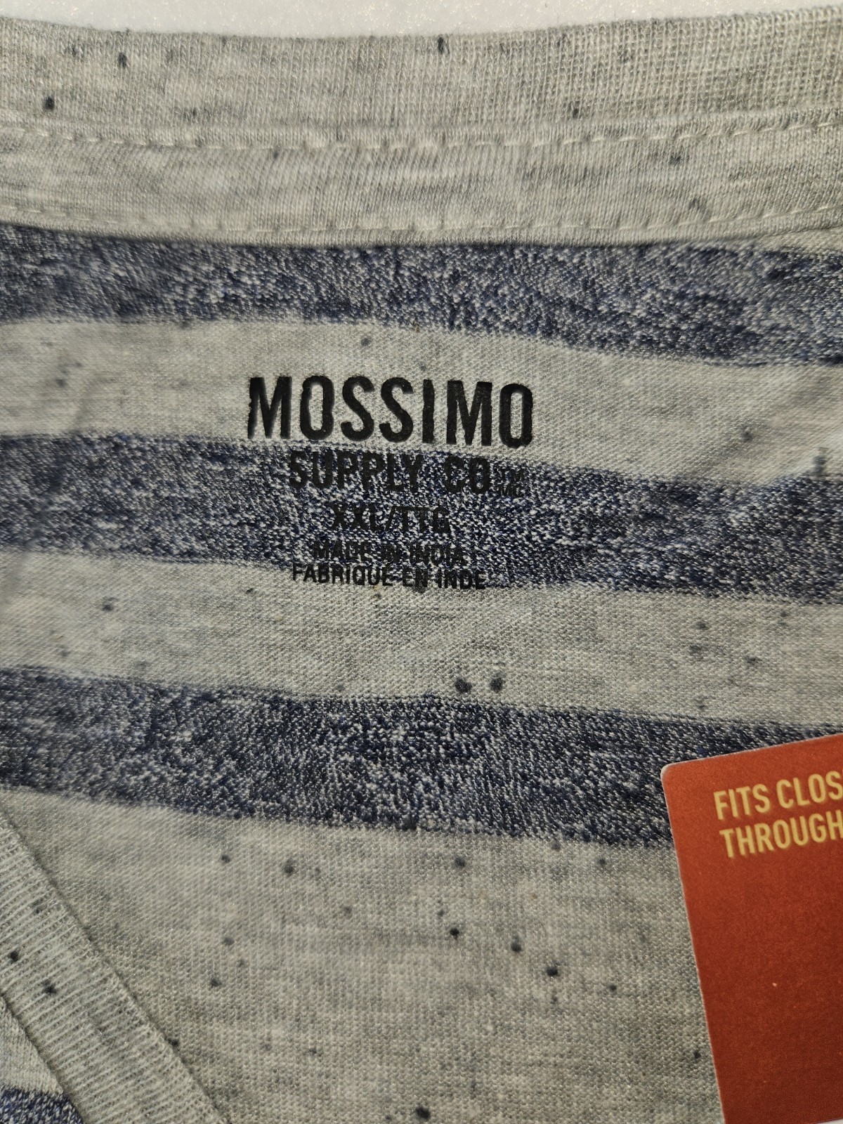 Mossimo Supply Co. Men’s Navy & Gray Striped V-Neck T-Shirt Size XXL