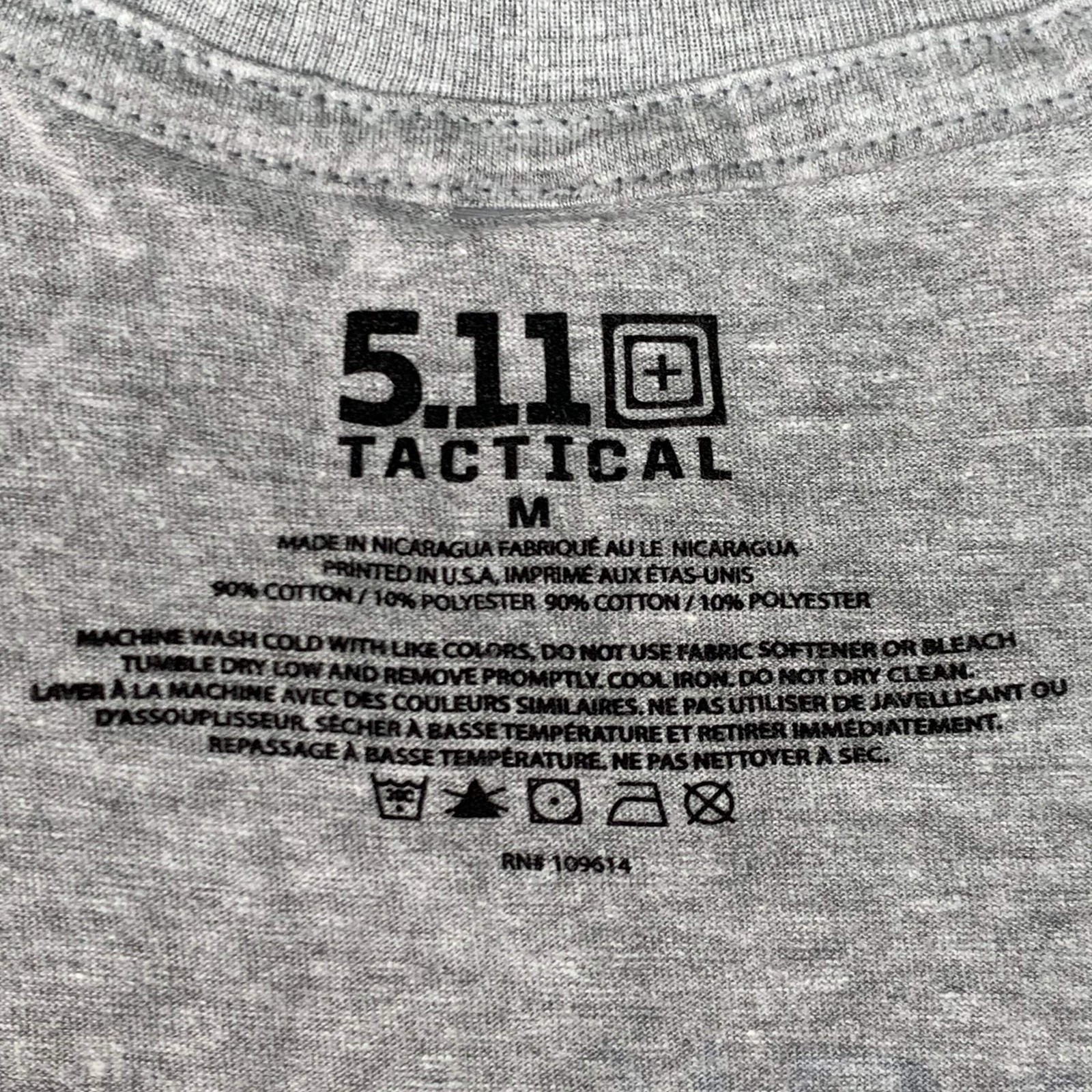5.11 TACTICAL All Bark All Bite T-Shirt Cotton Polyester 016 Heather Grey Sz M