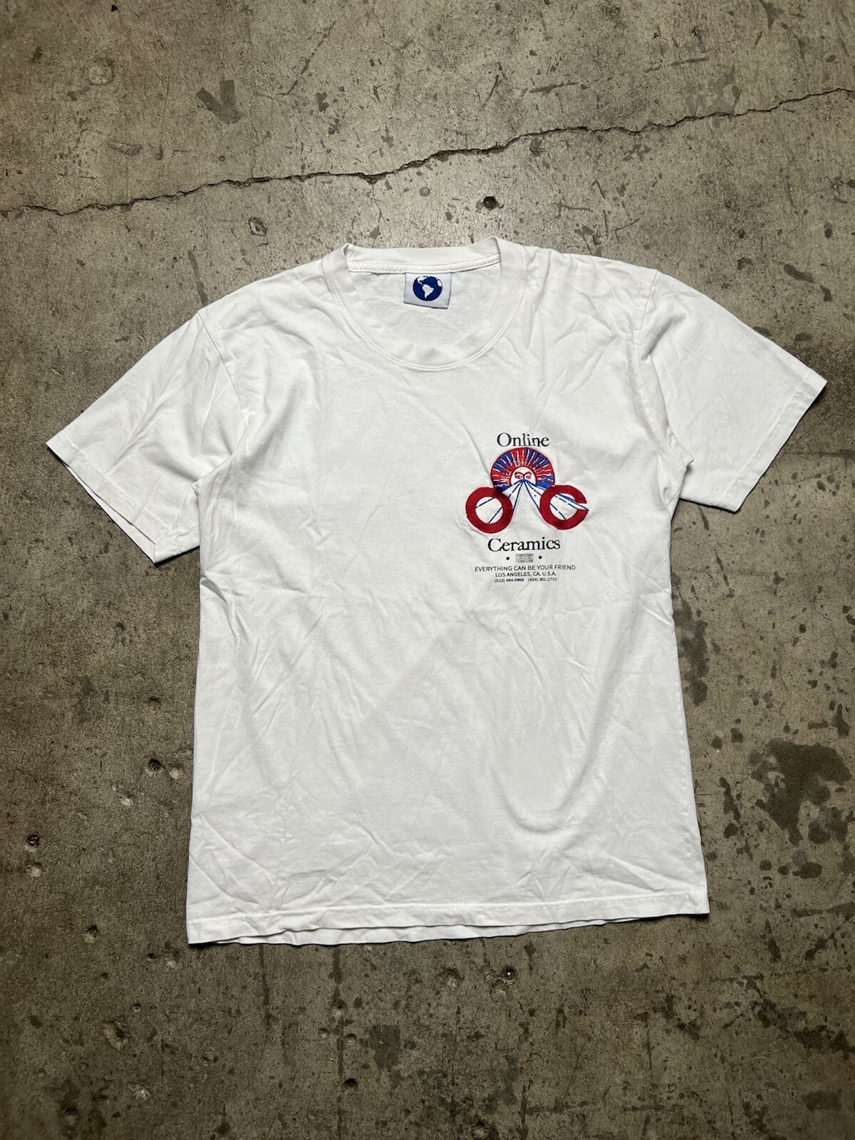Online Ceramics Embroidered Logo T Shirt White EUC M