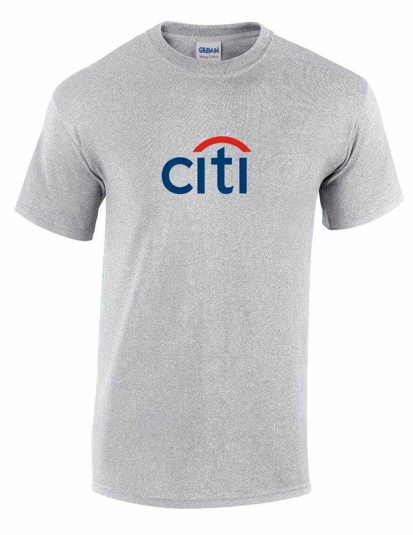 Citi Bank Red Blue Logo New York Financial Institute Sport Gray Cotton T-shirt