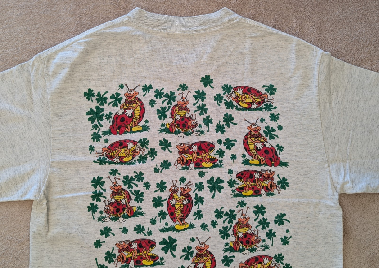 Vintage 1993 Risque Funny Ladybug Positions Four Leaf Clovers Shirt Coast Trends