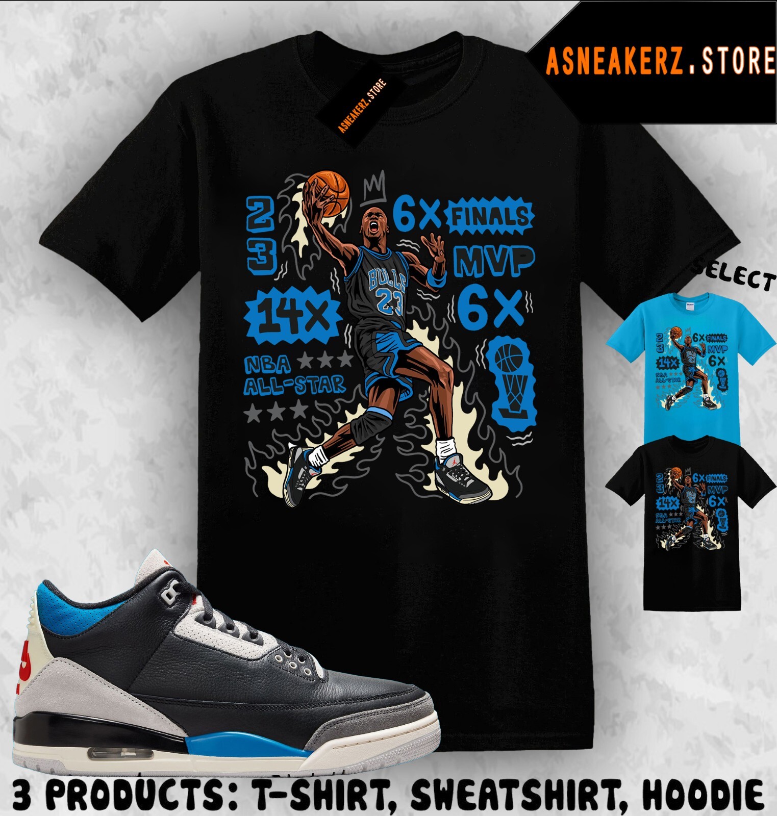 Tee Shirt Matching AJ 3 OG Rare Air 2025 To Match Sneaker MJ Flair 23 T-Shirt