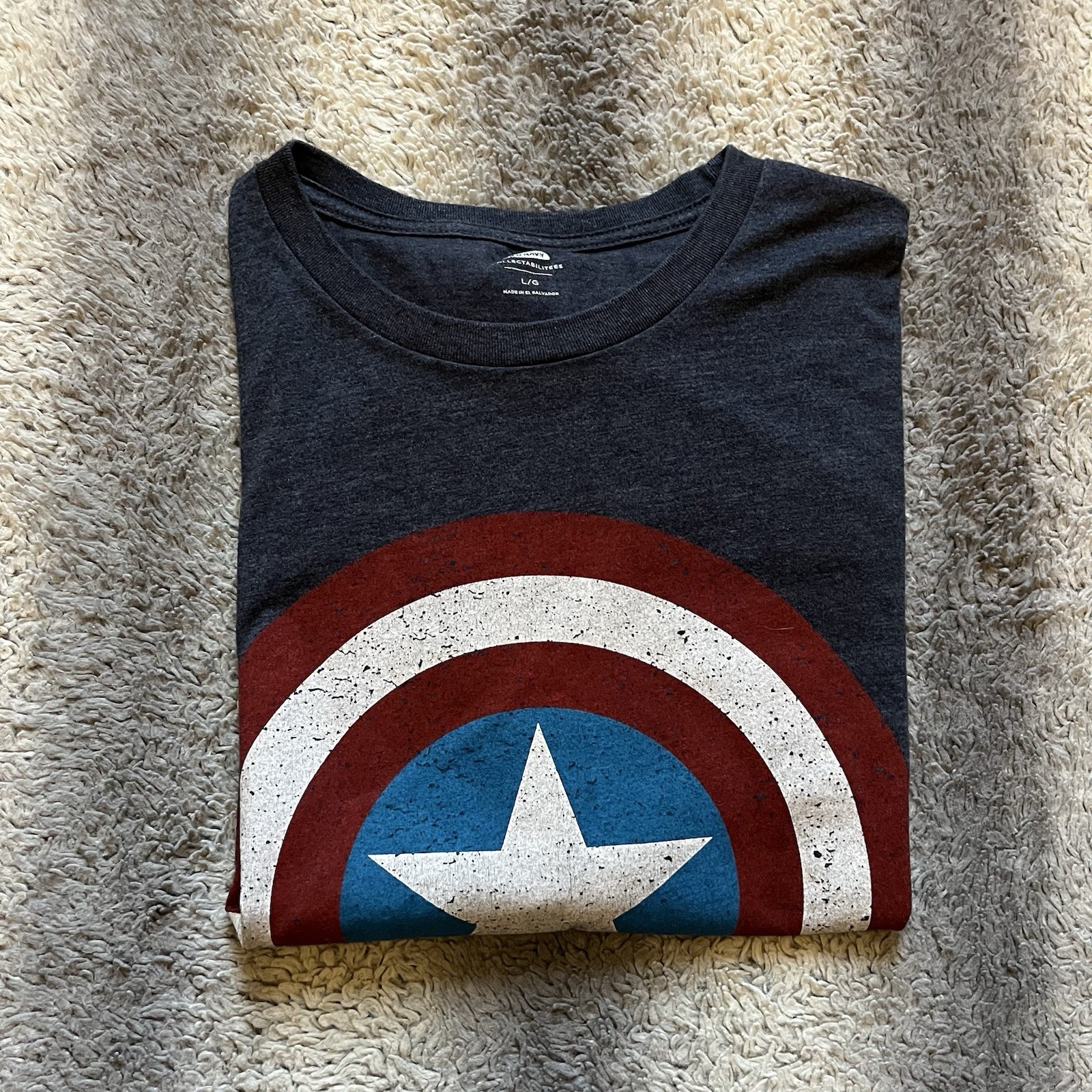 Marvels Captain America Shield Graphic T-Shirt Men’s Large Old Navy Blue Red Tee