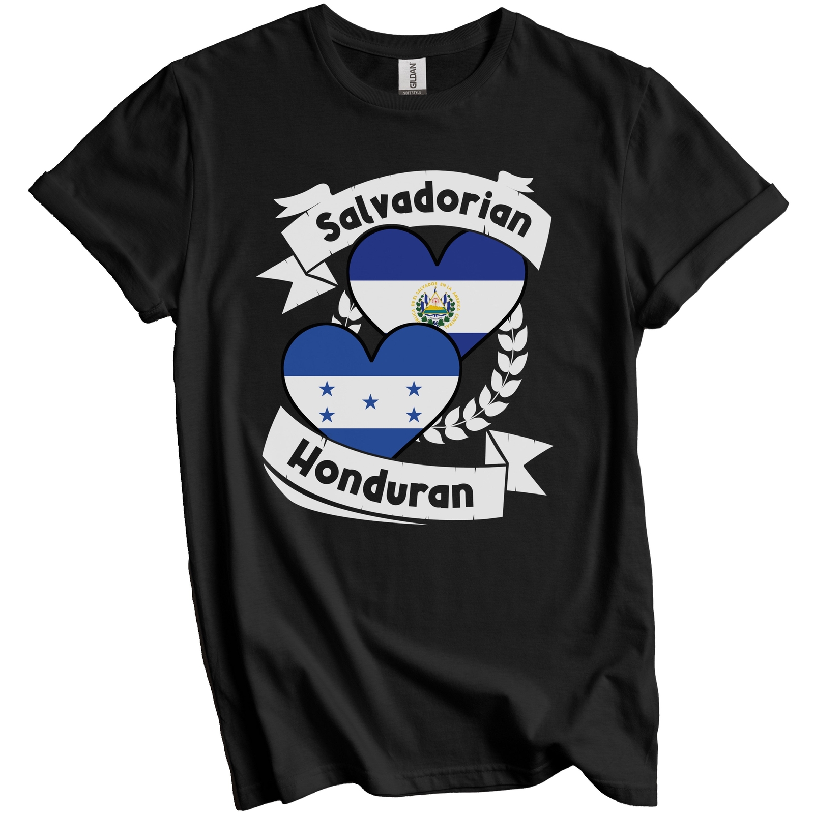 Salvadorian Honduran Heart Flags El Salvador Honduras T-Shirt