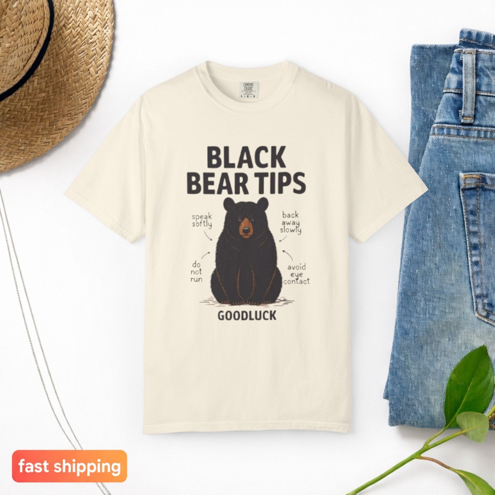 Black Bear Tips T-shirt Unisex Comfort Colors | Funny Hiking Wildlife Teeshirt