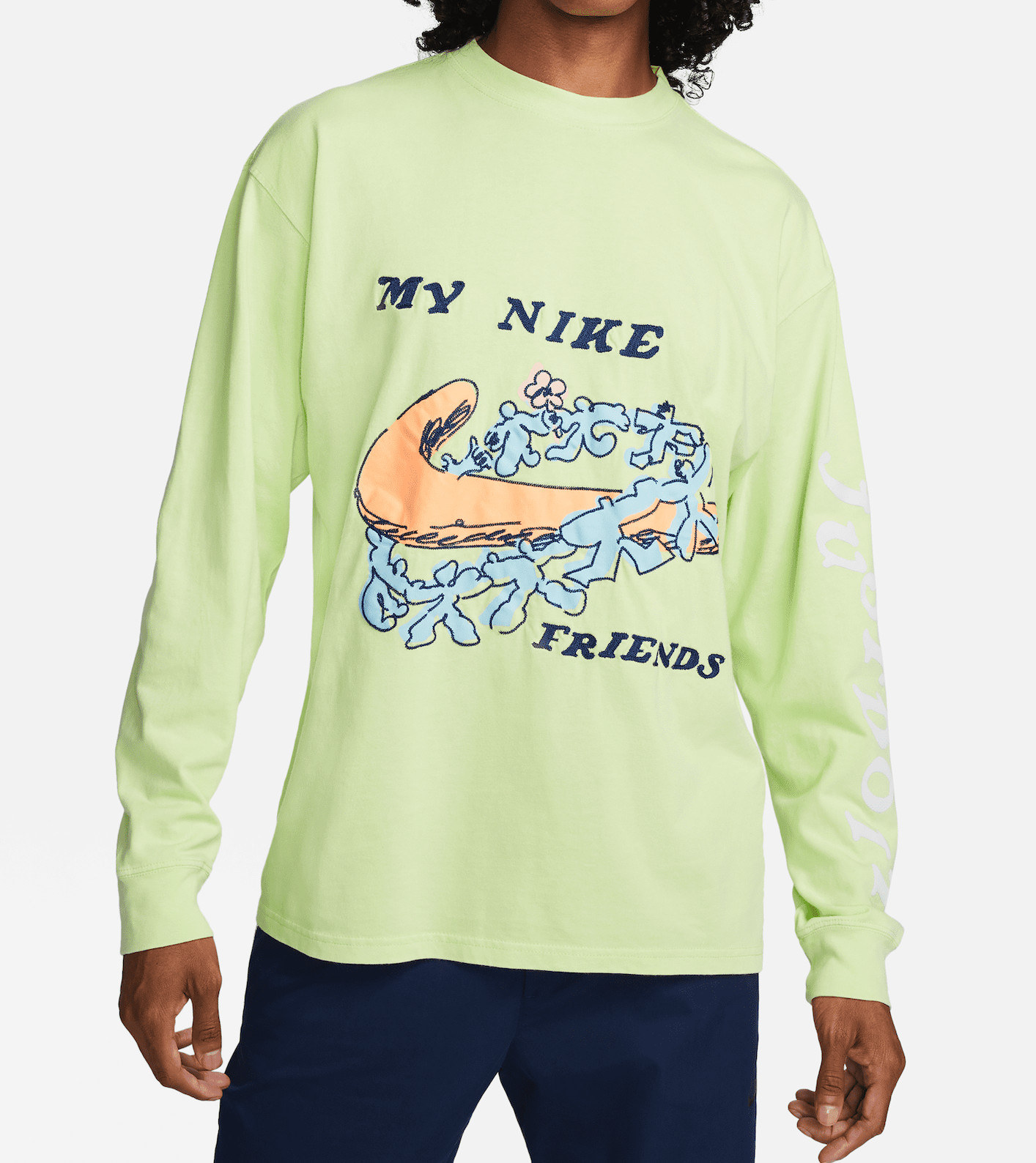 Nike Men’s Sportswear Max90 LongSleeve Cotton Tee Shirt DZ3080-383 Lime Size XXL