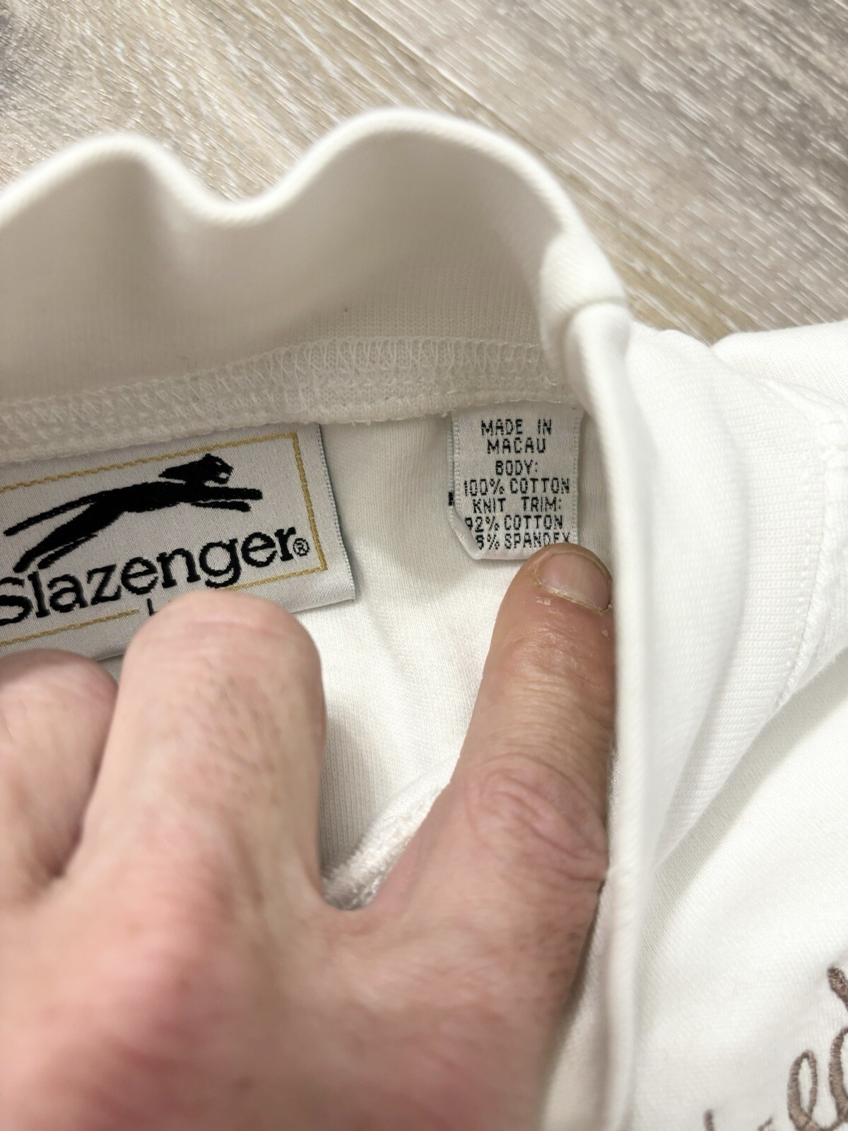 Vintage HALLMARK Long Sleeve Shirt Large Slazenger Cotton Spandex Mock Neck