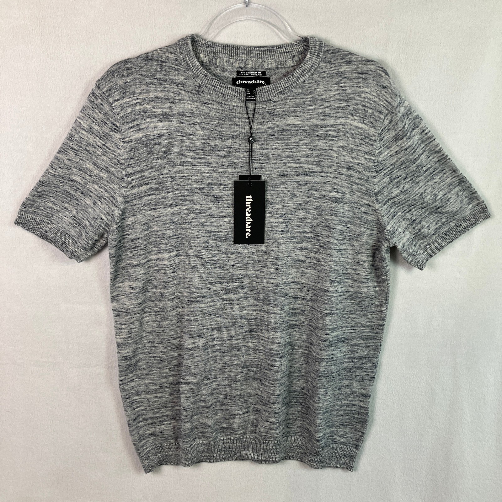 Threadbare Knitted Short Sleeve Tee Gargrave Men’s Size L Fits M Charcoal NWT