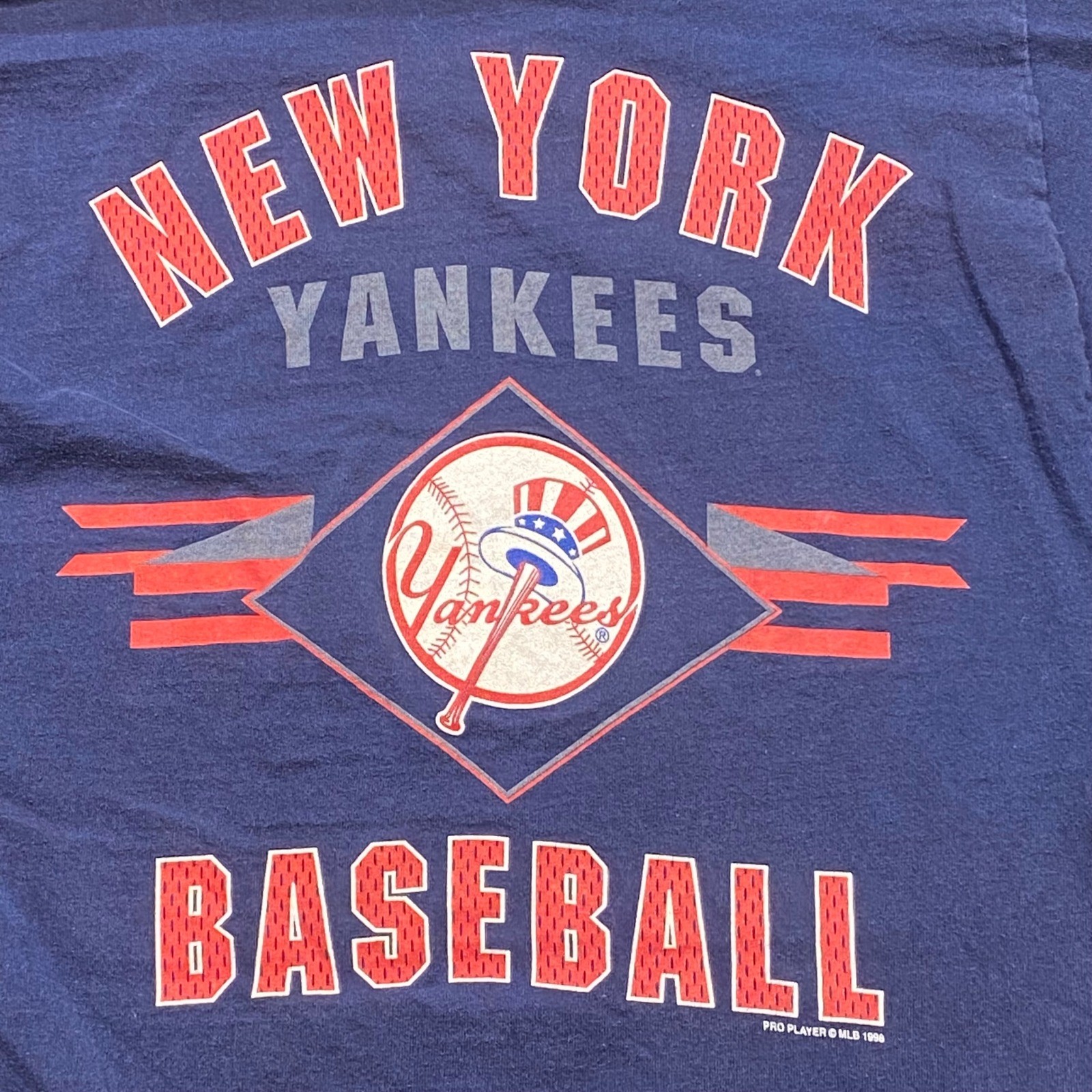 Pro Player New York Yankees TShirt Sz L Mens Navy 90s Vintage 1998 MLB Baseball