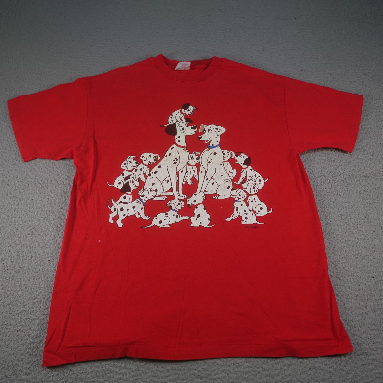 Vintage Disney 101 Dalmatians Shirt Mens Large Red 90s Movie Single Stitch Cute