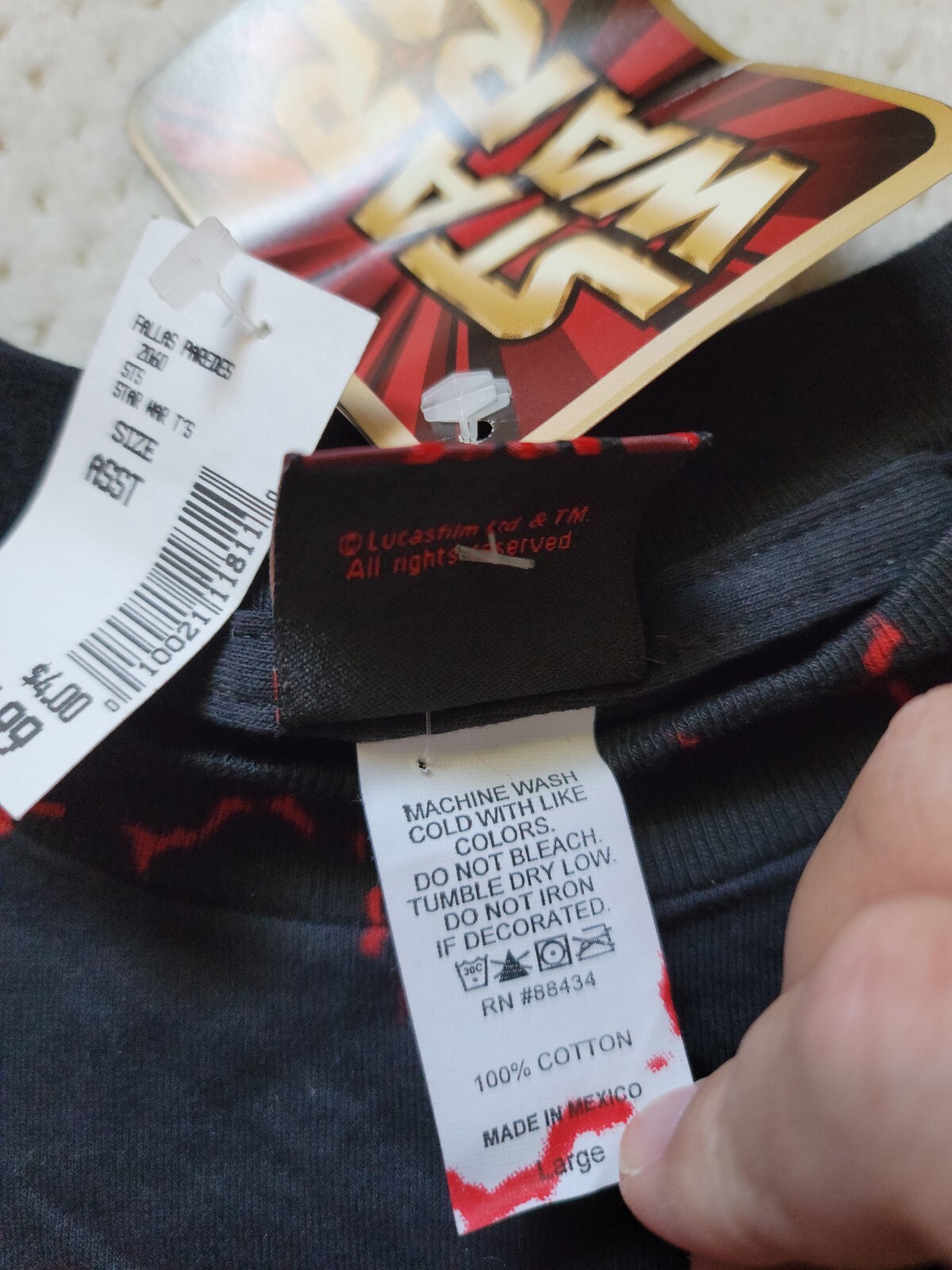 Vintage NOS NWT Star Wars Episode 1 electric Darth Maul Full front Print Shirt,L