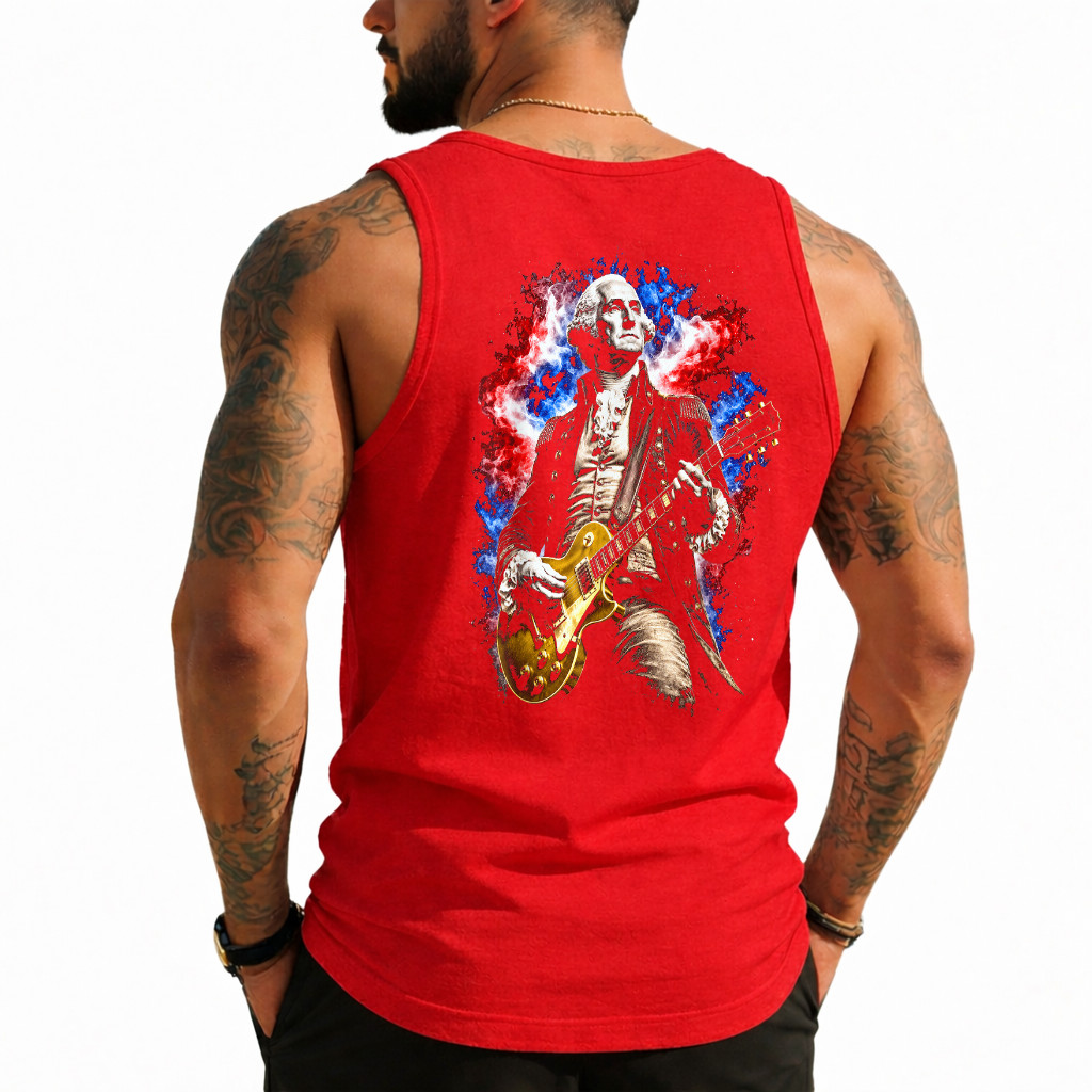 George Washington Playing Guitar (On Back) Tank Top