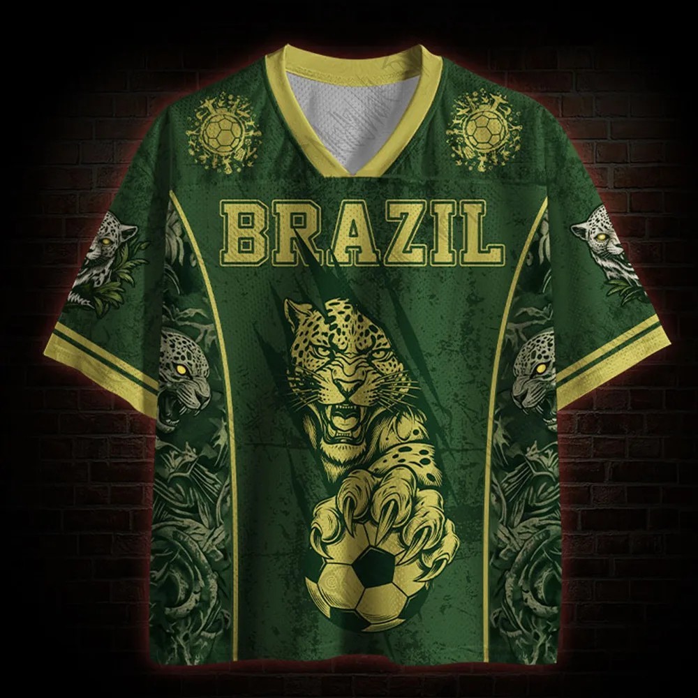 Brazil Inspired Football T-Shirt 3D Printed Polyester Breathable Quick Dry