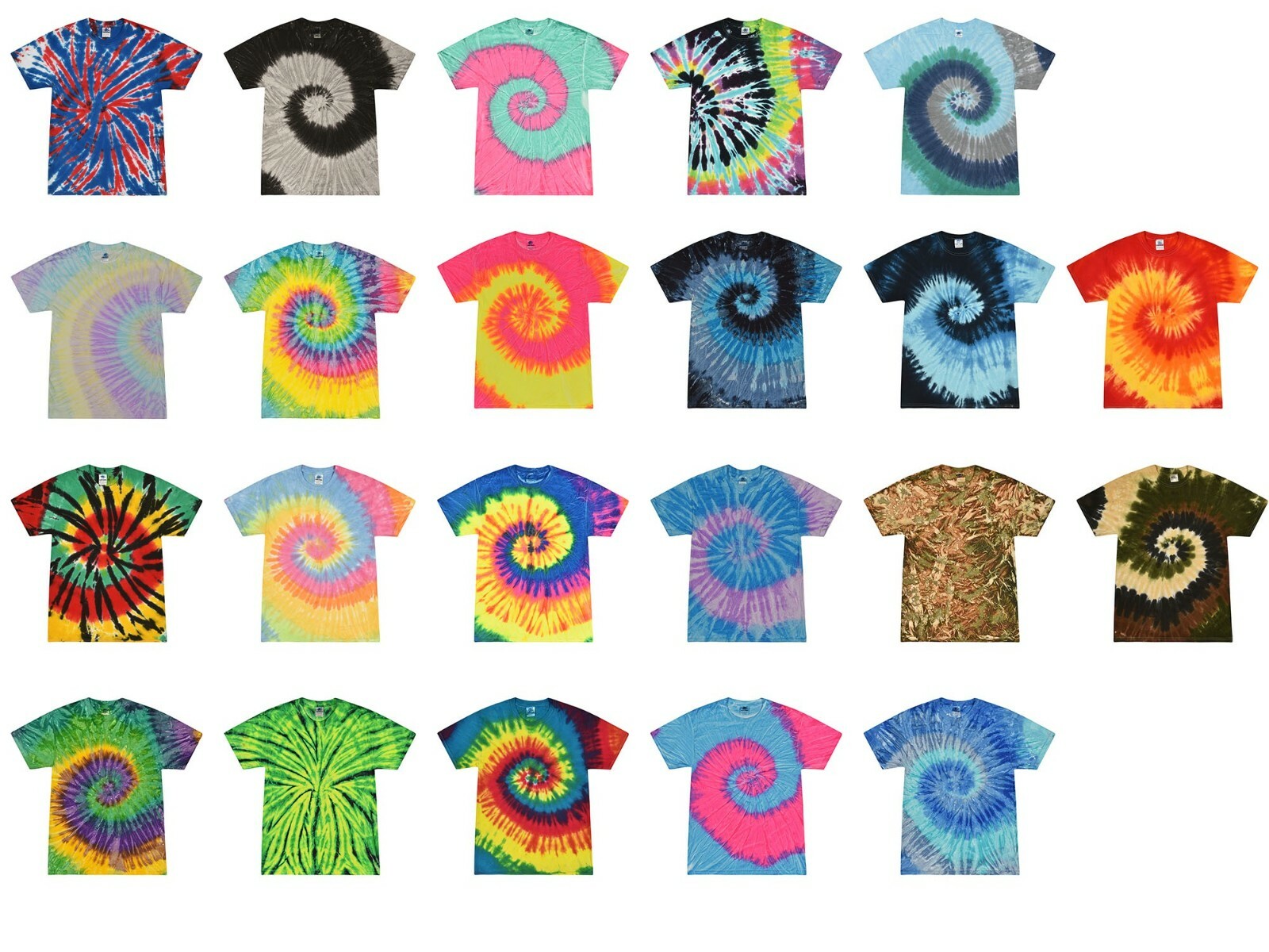 Multi-Color Tie Dye T-Shirts, Kids & Adults Short Sleeve Cotton Colortone