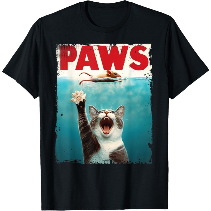 Paws Parody Cat Mouse Humorous Cat Chasing Mouse Kitten T-Shirt