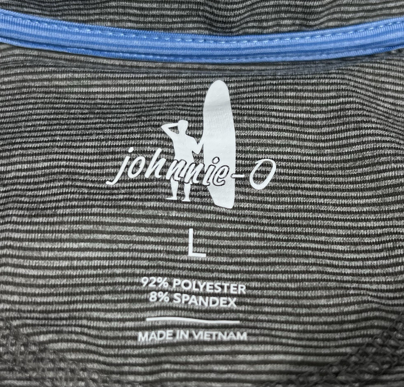 Johnnie O Mens Pullover L Brown Striped 1/4 Zip Mock Neck Lightweight Logo