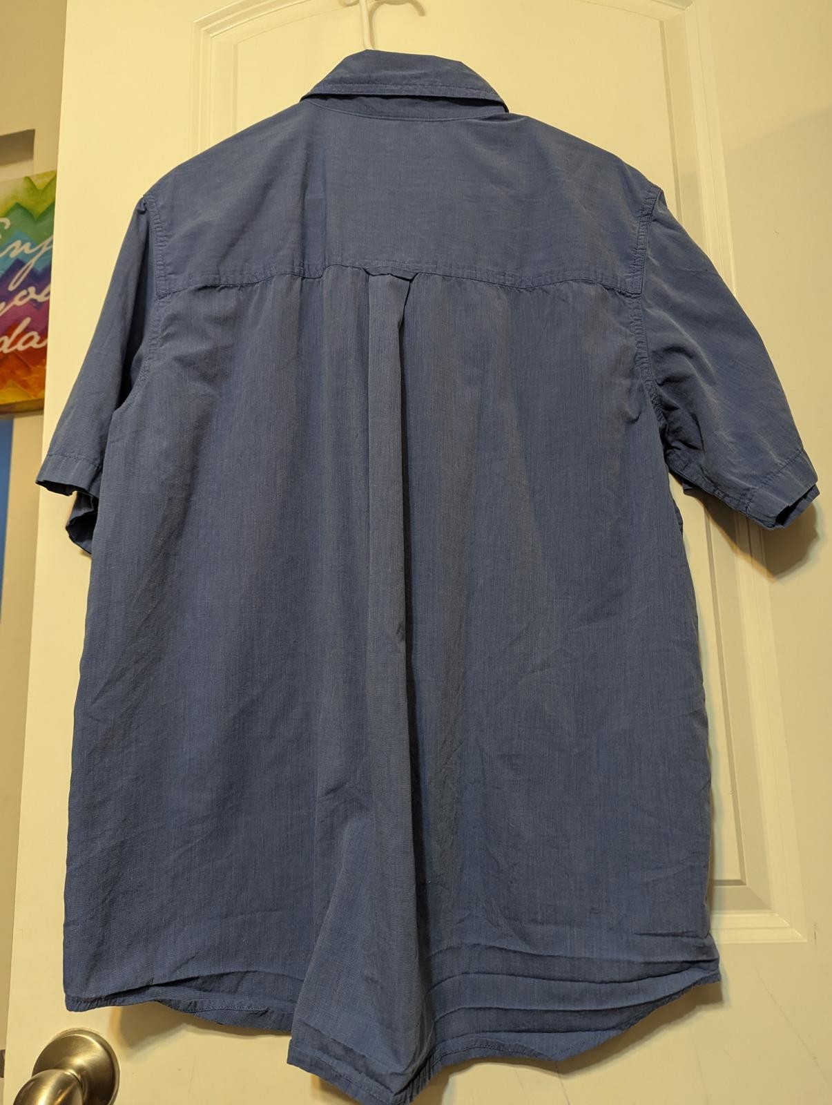 Chaps Easy Care Short Sleeve button down Shirt – Blue – Large Ralph lauren