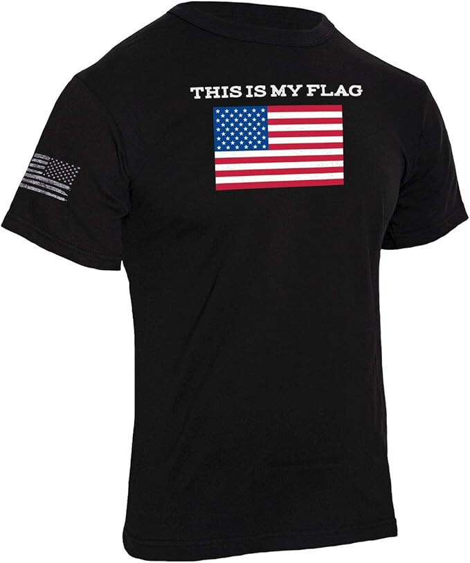Men’s This Is My Flag T-Shirt Tshirt Black Red White Blue Tagless Large 2742