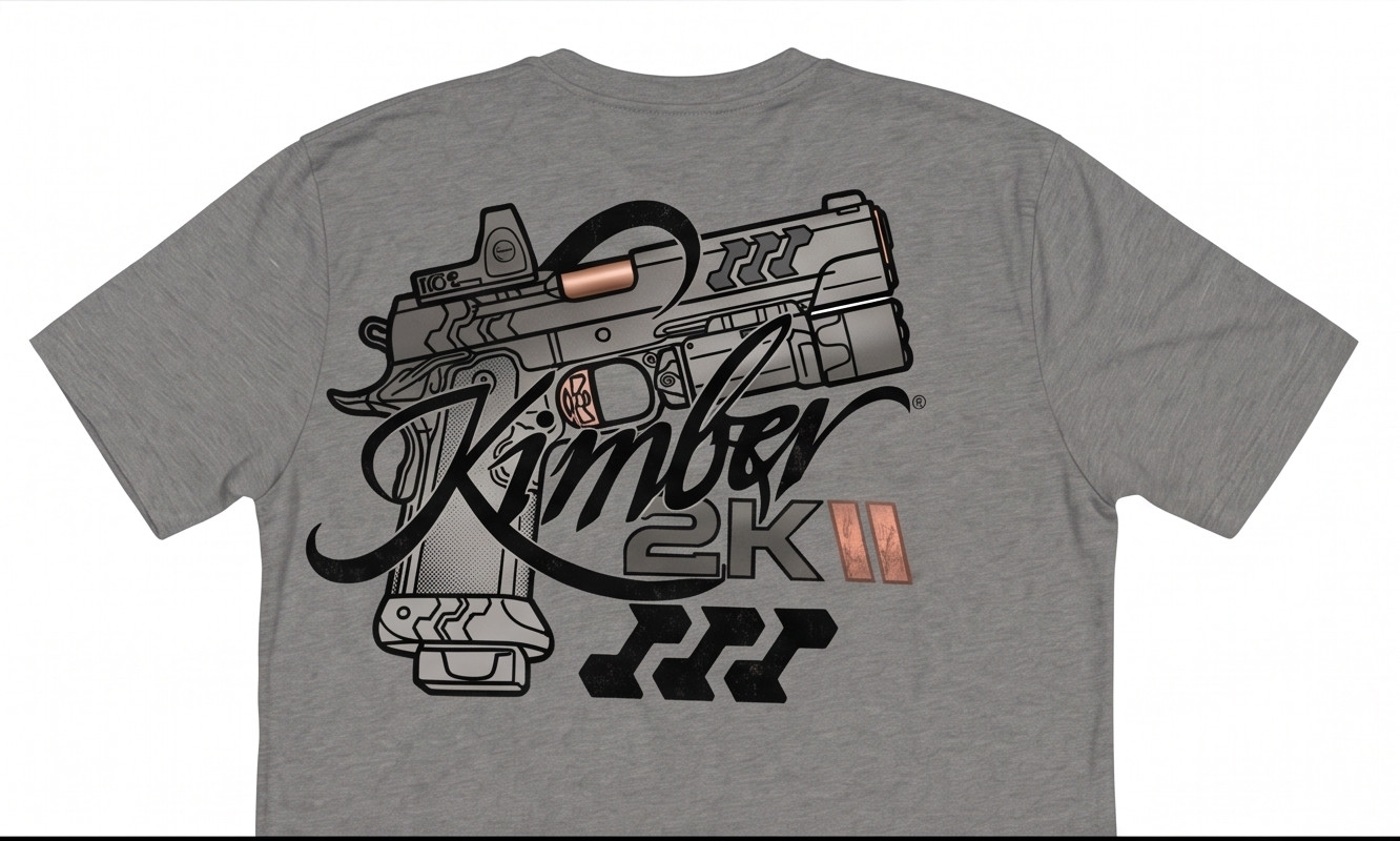 Custom 2KII Tactical Pistol T-Shirt – Grey Athletic Fit Tee – Premium Graphic