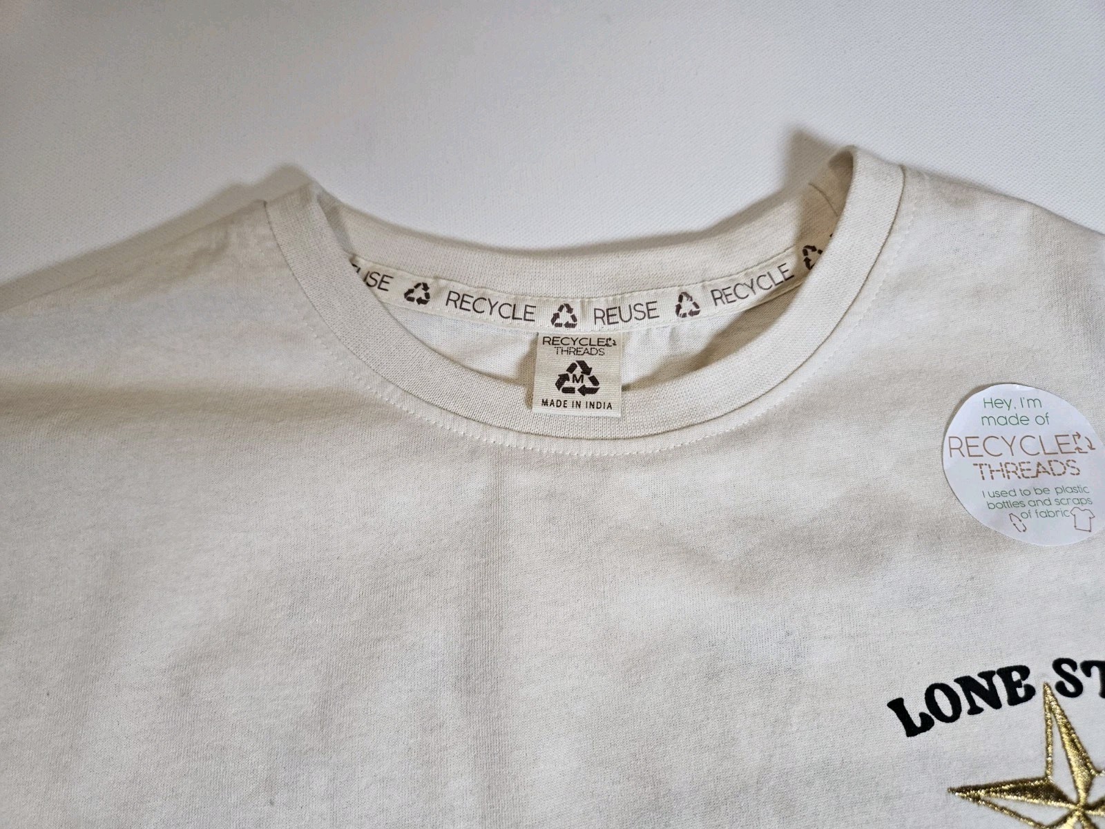 Recycled Threads Lonestar Tavern T-shirt Mens Medium Beige Tee Eco Friendly