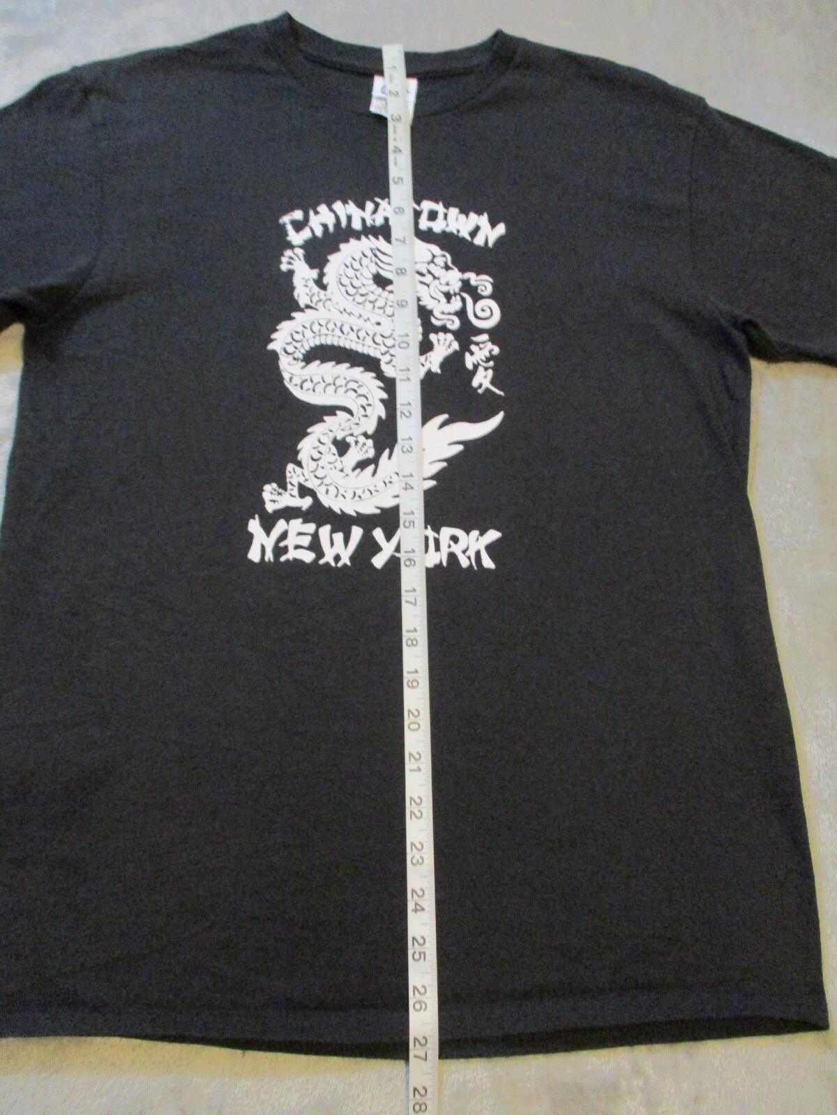 Vintage Chinatown New York Shirt Mens Medium Black White Dragon China Town