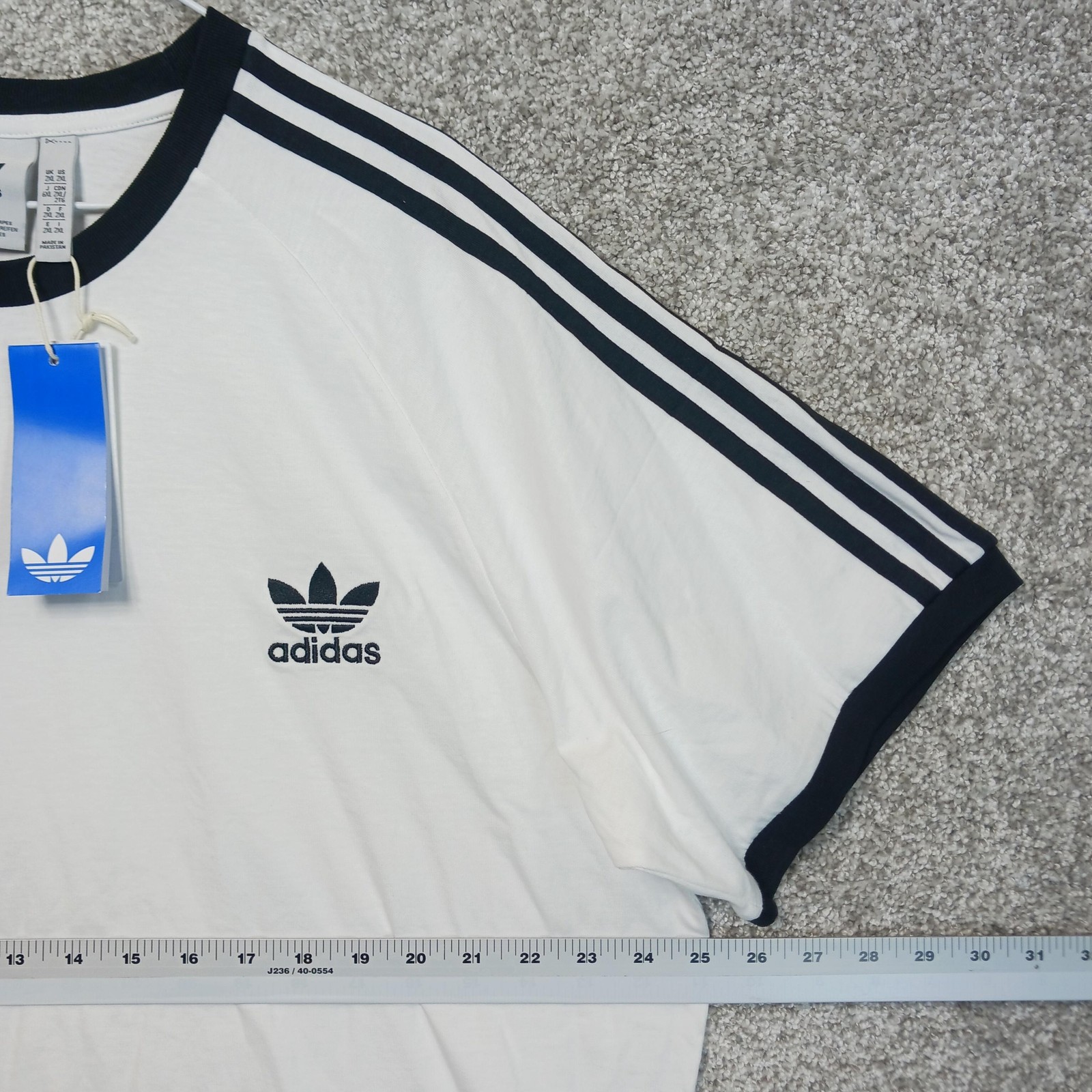 Adidas Originals Shirt Mens 2XL White Trefoil 3 Stripes Crew T-Shirt Tee Logo